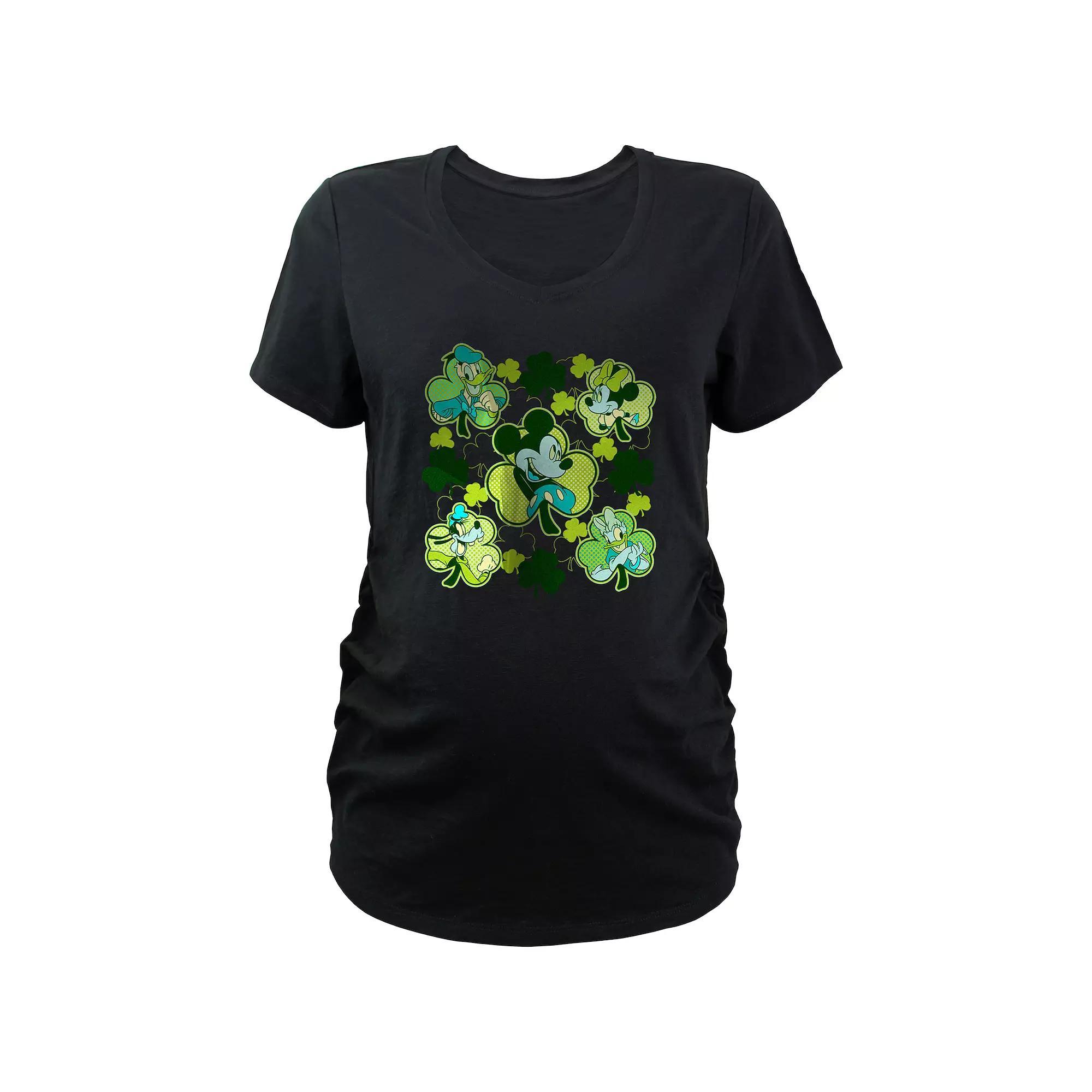 Disneys Mickey Mouse And Clovers Friends Maternity Graphic Tee, Womens Product Image