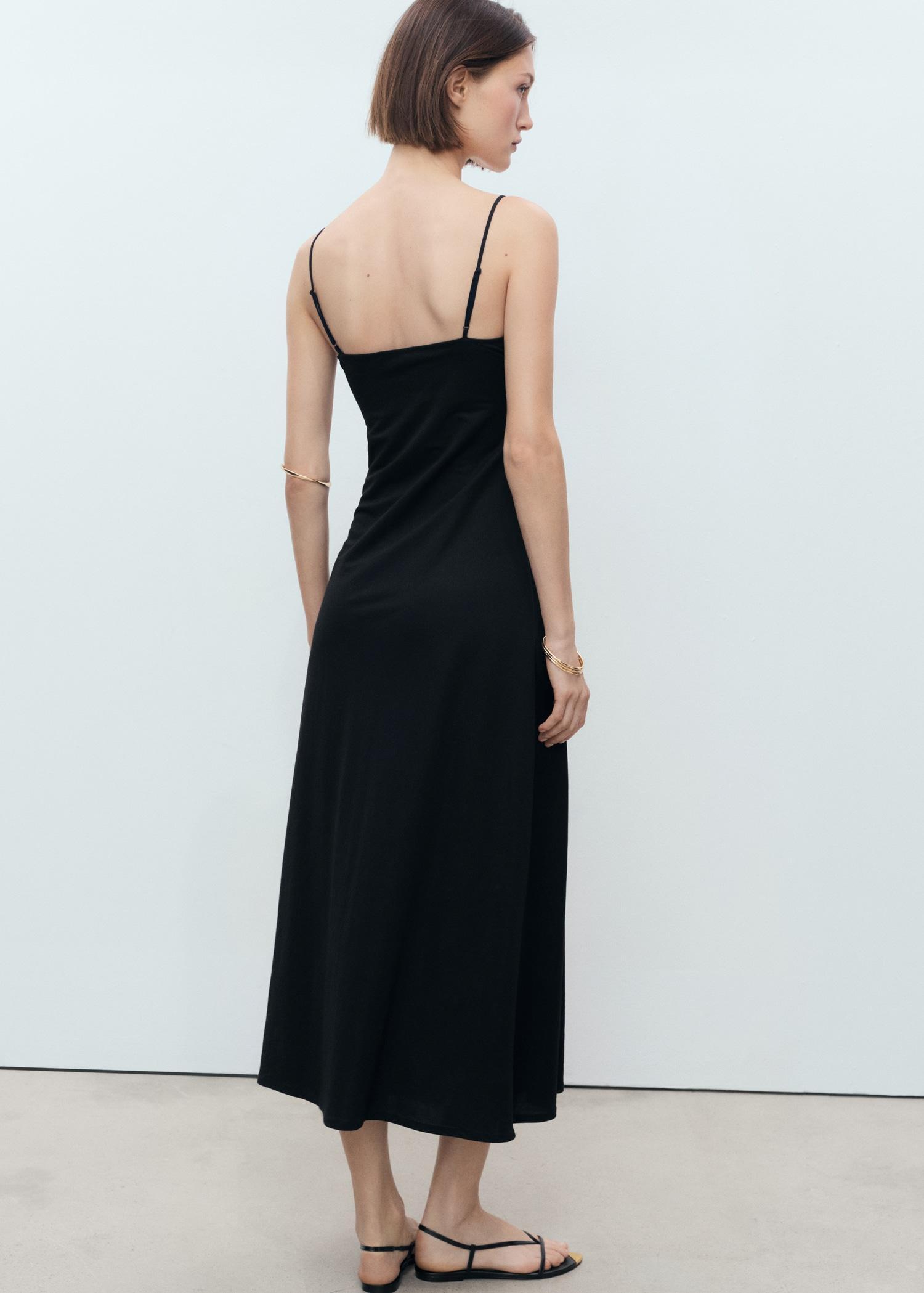 Long dress with bow neckline - Women | MANGO USA Product Image