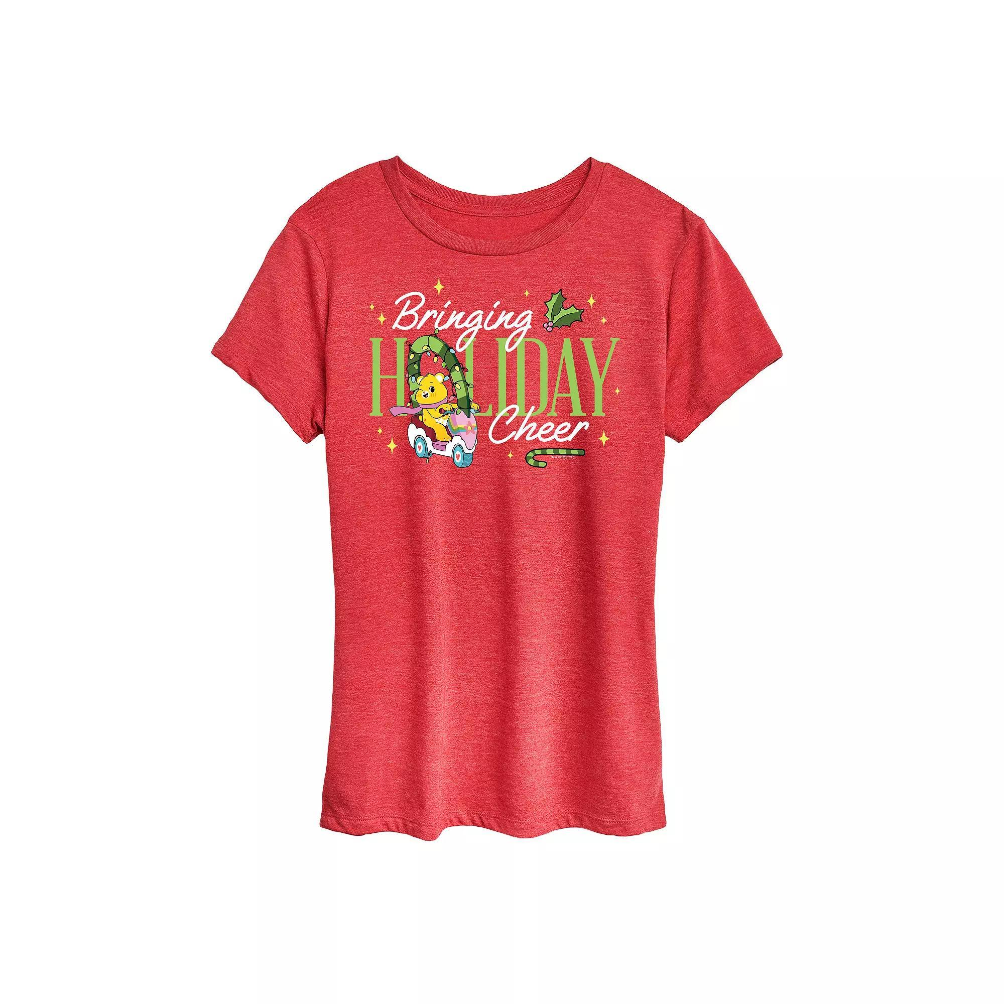Womens Care Bears Holiday Cheer Graphic Tee, Girls Grey Red Product Image