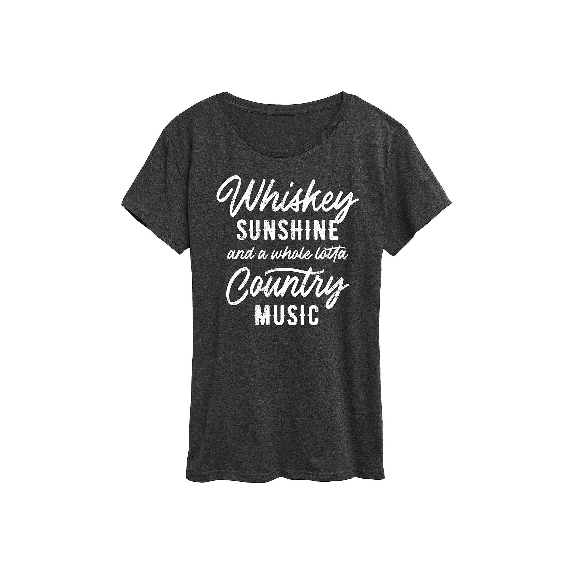 Womens Whiskey Sunshine Country Music Graphic Tee Grey Green Product Image