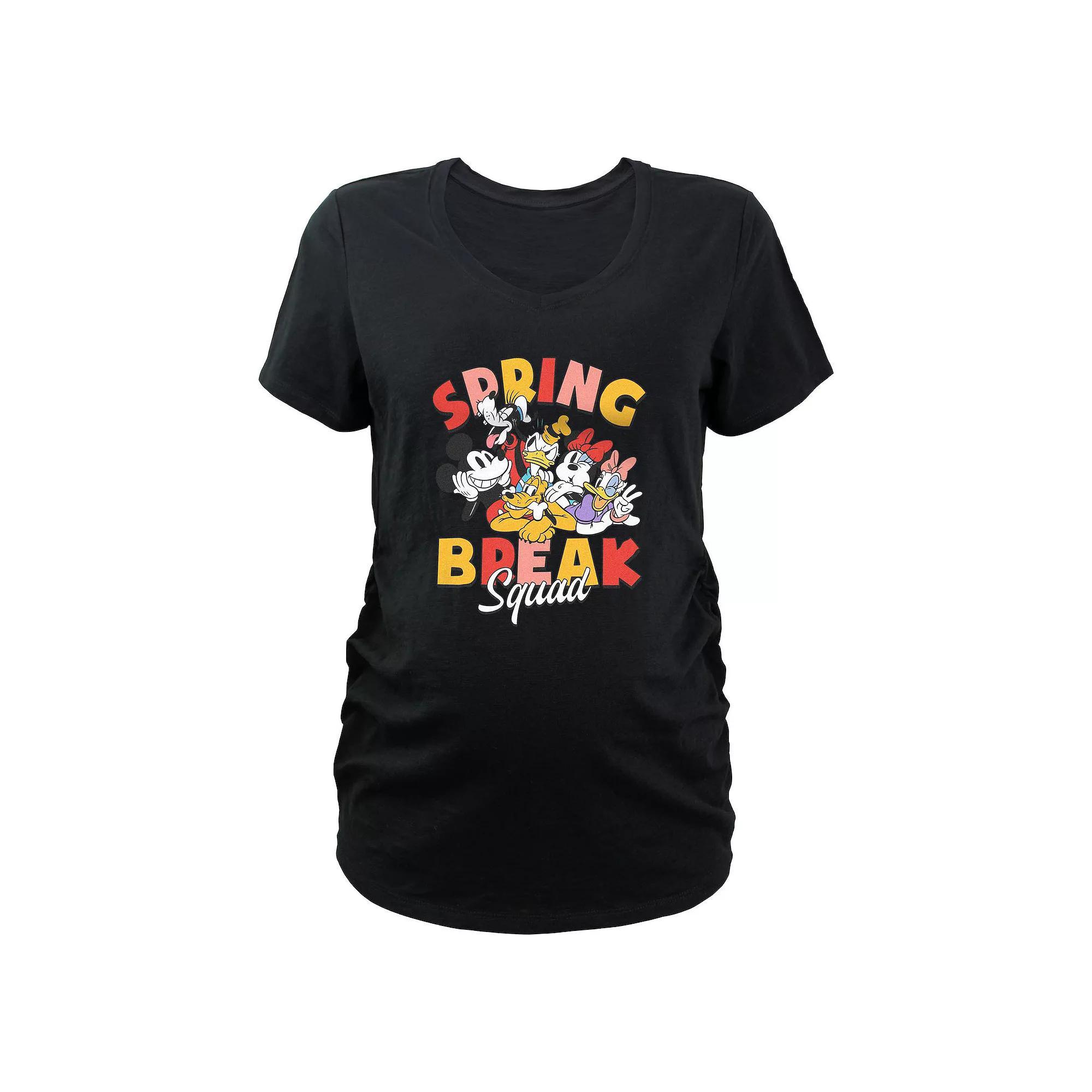 Disney's Mickey Mouse & Friends Spring Break Squad Maternity Graphic Tee, Women's, Size: Large-Mat, Black Product Image