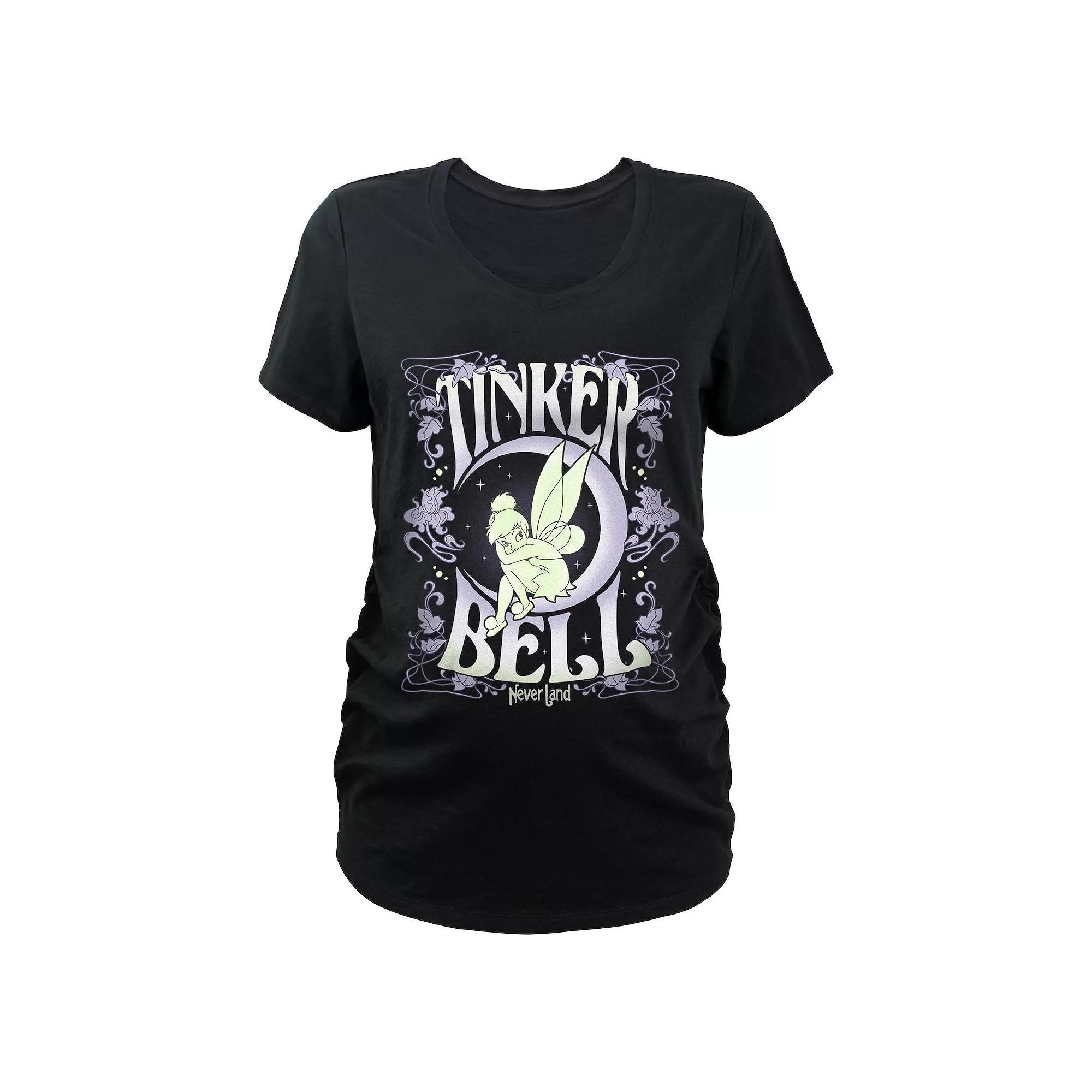 Disney's Tinker Bell Never Land Noveau Poster Graphic Tee, Women's, Size: Small-Mat, Black Product Image