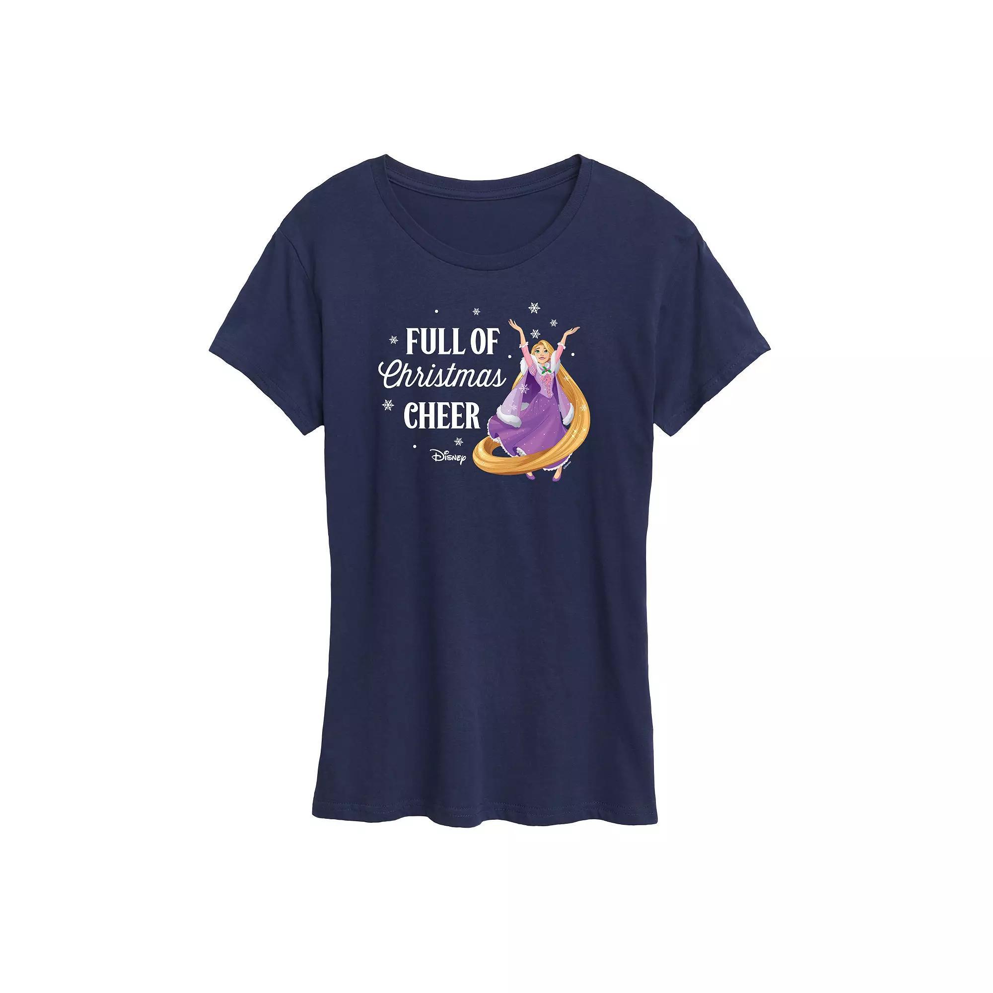 Disney Princess Rapunzel Women's "Full Of Christmas Cheer" Graphic Tee, Girl's, Size: Medium, Blue Product Image