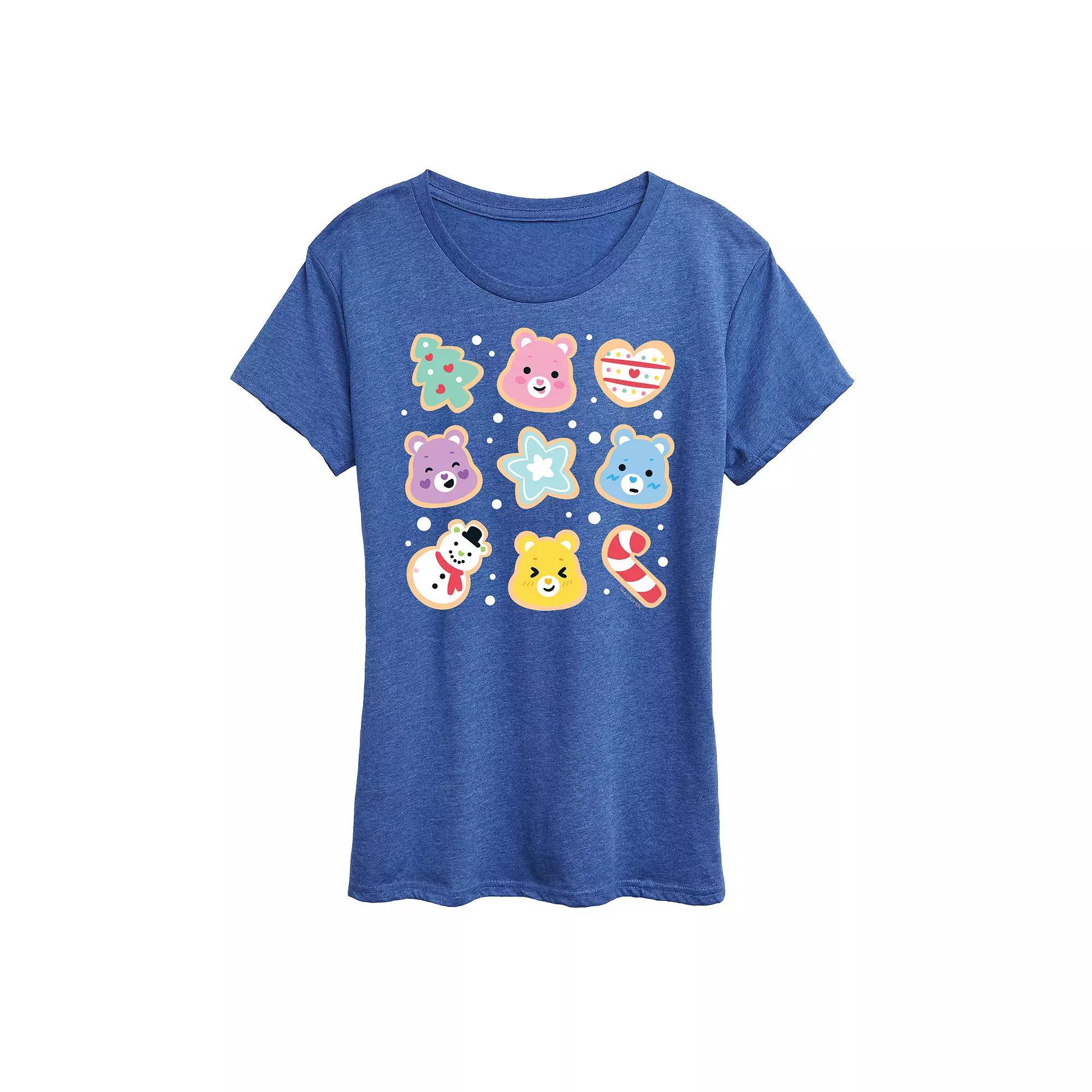 Womens Care Bears Christmas Cookies Graphic Tee, Girls Blue Product Image