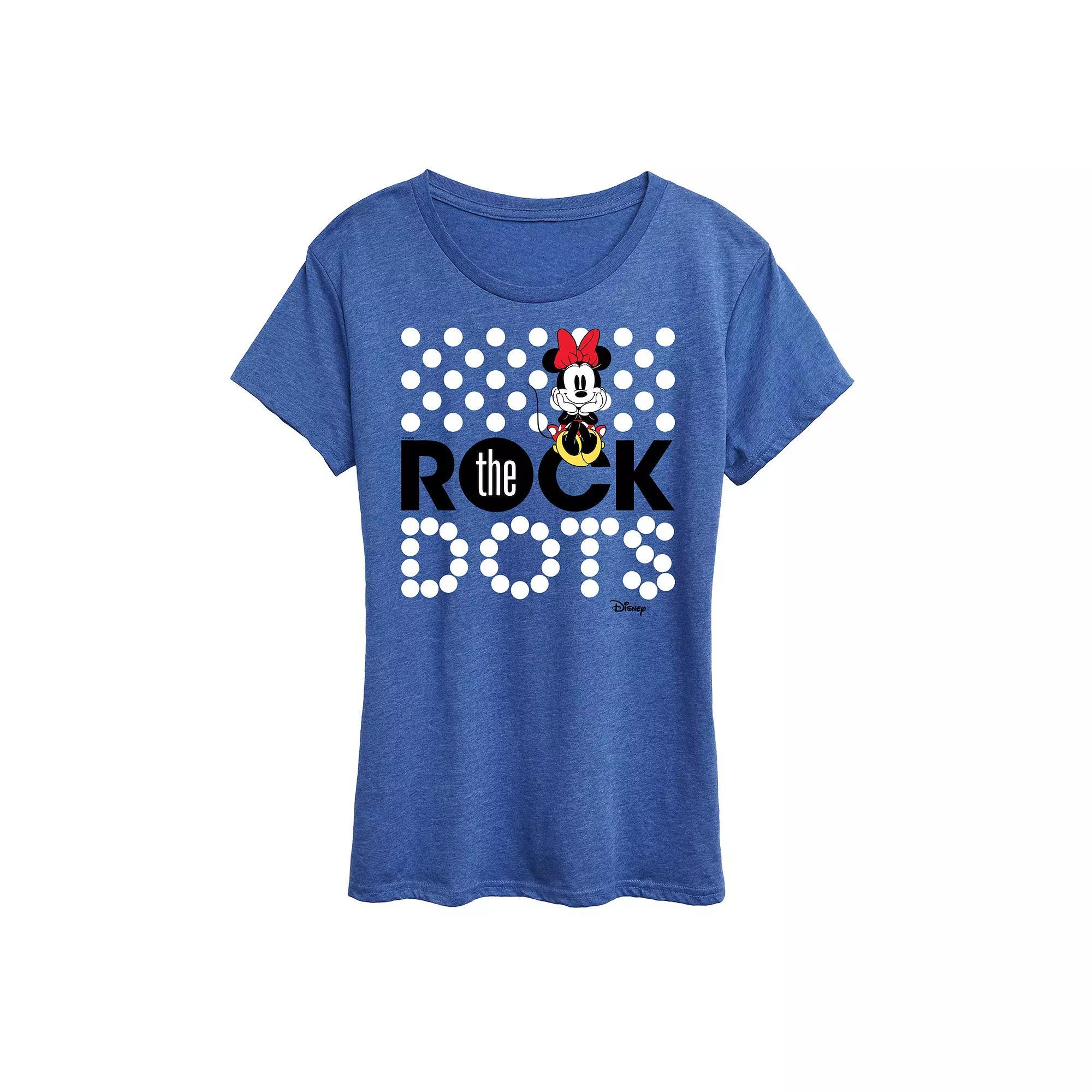 Disneys Minnie Mouse Rock The Dots Graphic Tee, Womens Grey Red Product Image