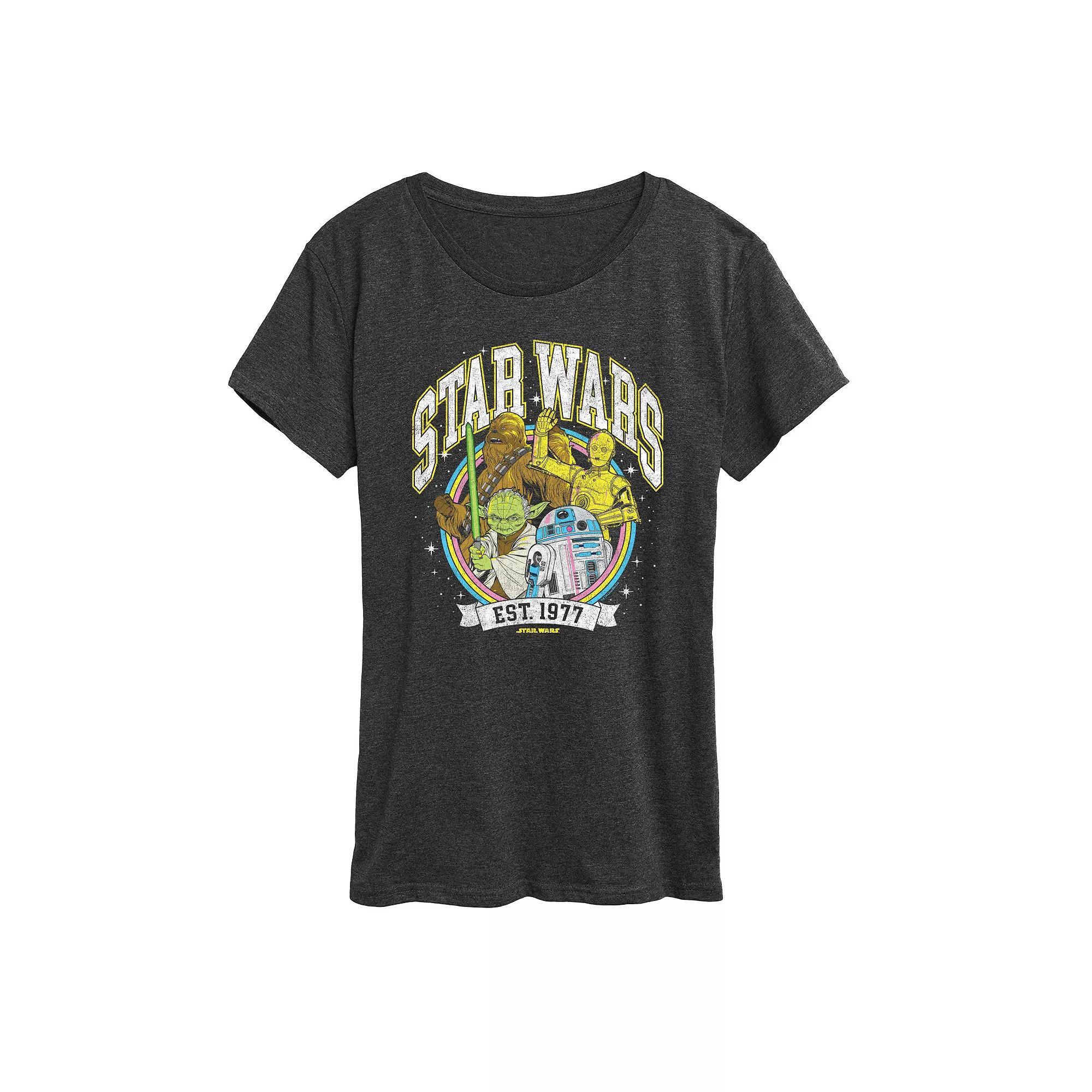 Womens Star Wars Retro Collegiate Graphic Tee Heather Grey Product Image