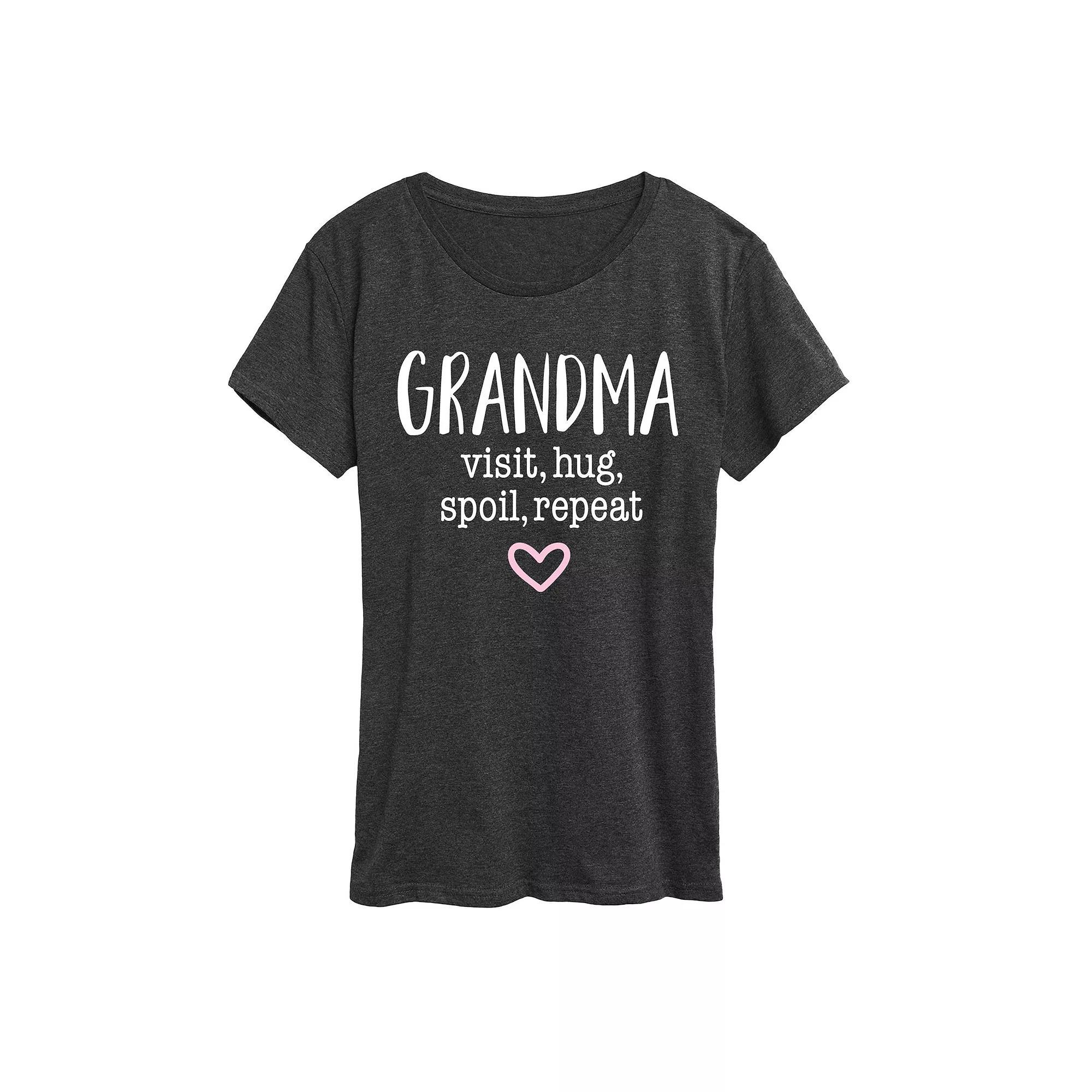 Womens Grandma Visit Hug Graphic Tee, Girls Heather Grey Product Image