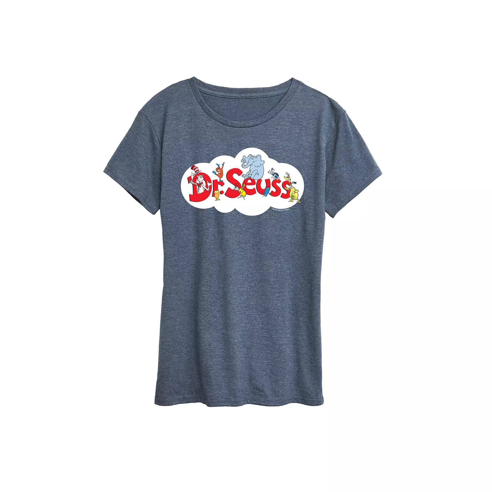 Women's Dr. Seuss Cloud Logo Graphic Tee, Size: XXL, Grey Royal Blue Product Image