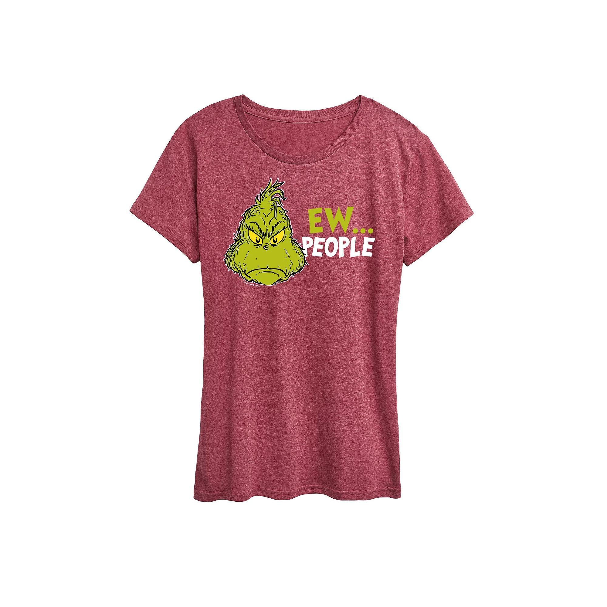 Women's Dr. Seuss The Grinch Ew People Graphic Tee, Girl's, Size: Medium, Black Product Image