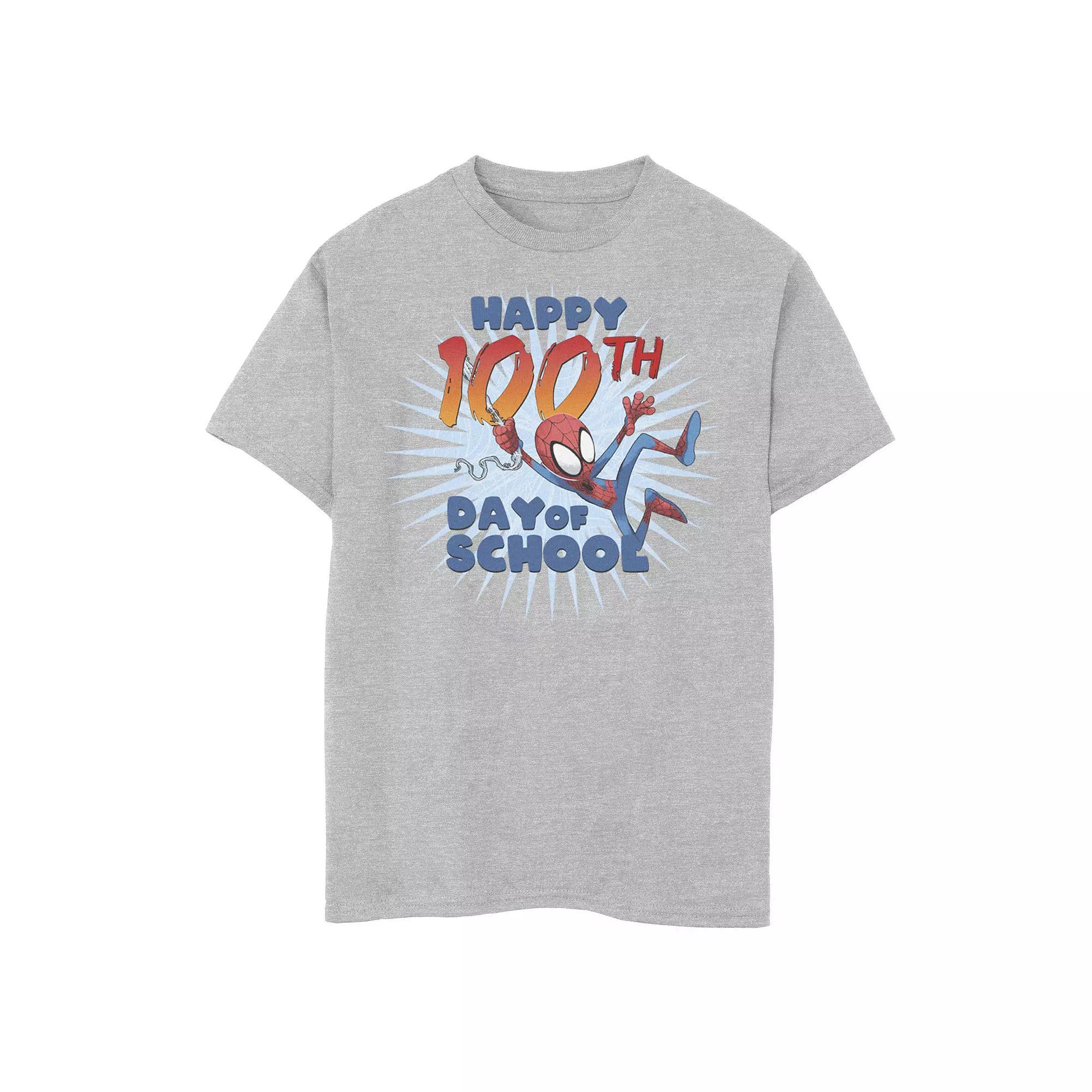 Boys 8-20 Marvel Spider-Man 100th Day Of School Text Graphic Tee, Boy's, Size: XS, Athletic Grey Product Image