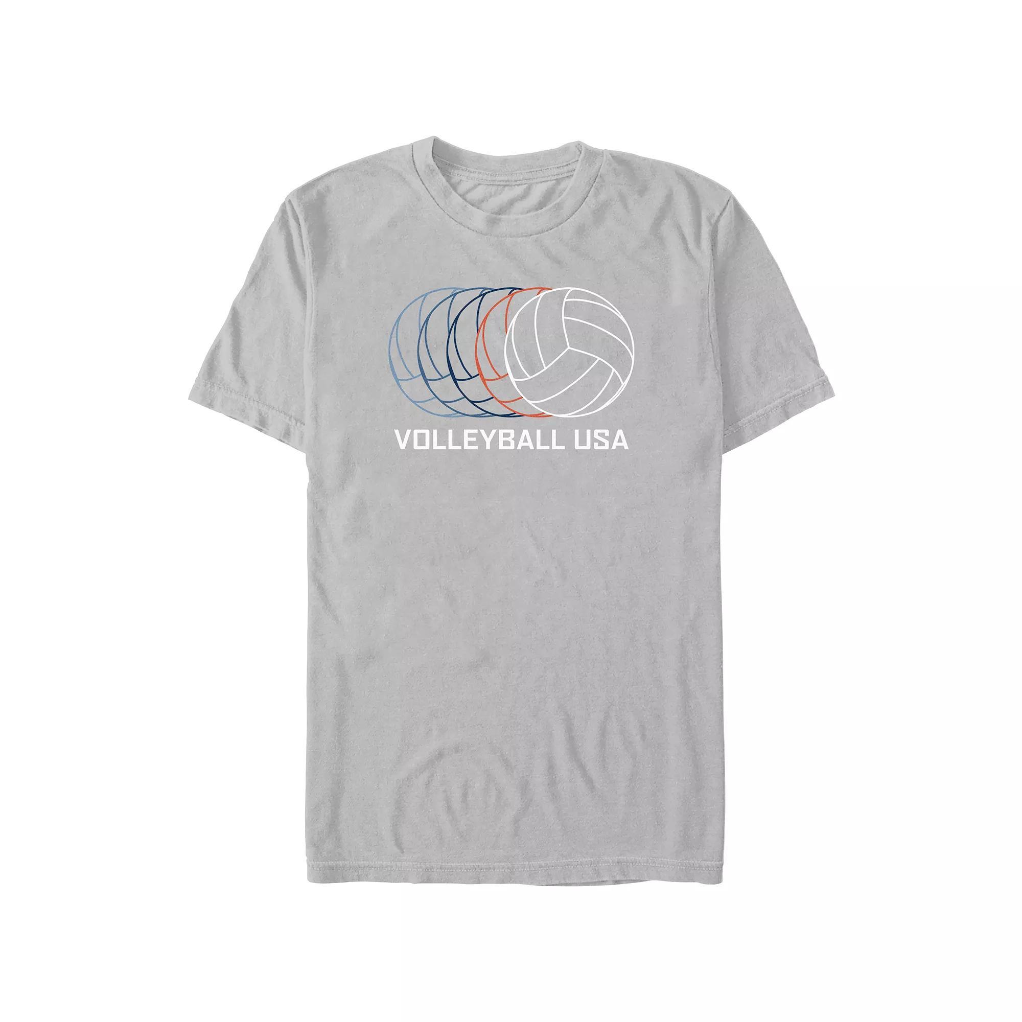 Men's Volleyball USA Graphic Tee, Size: Large, Silver Product Image