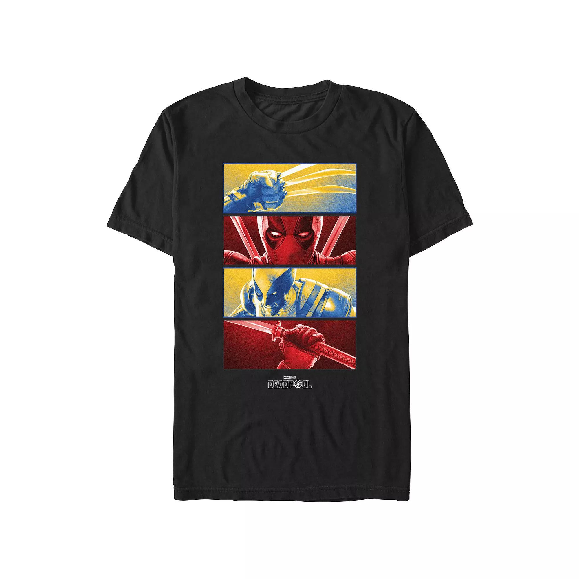 Mens Marvel Deadpool And Wolverine Close Ups Poster Graphic Tee Product Image