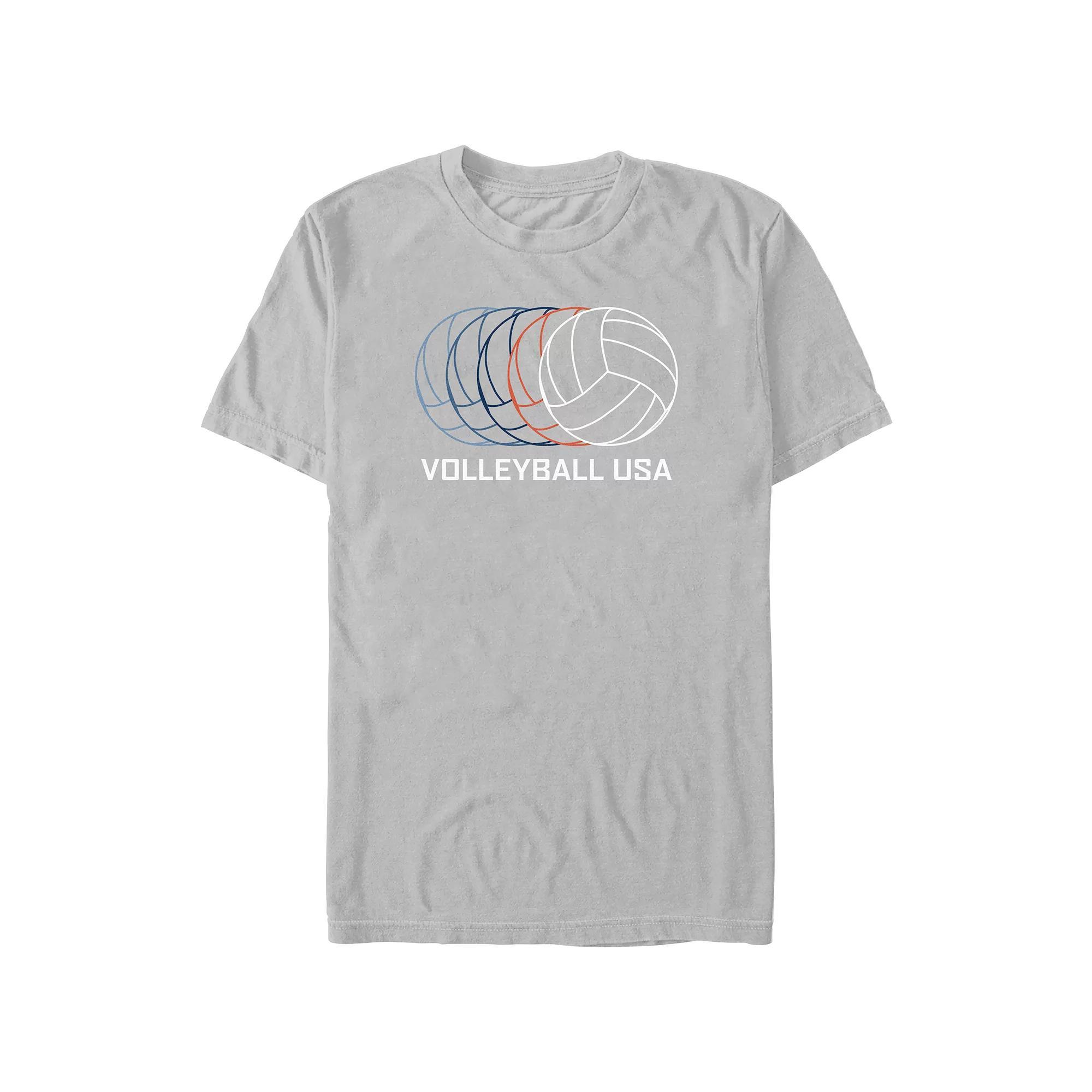 Men's Volleyball USA Graphic Tee, Size: Large, Silver Product Image