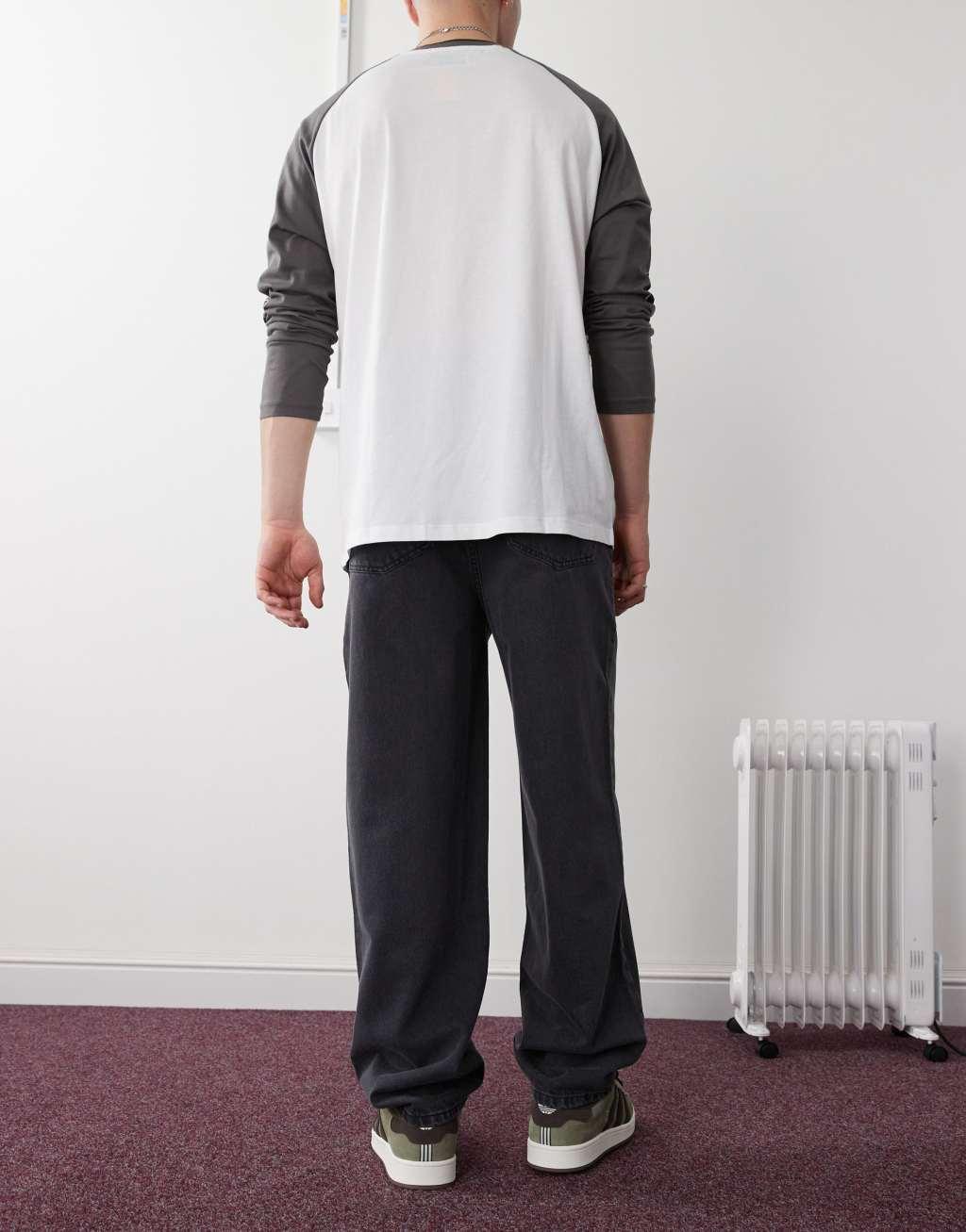 Reclaimed Vintage baggy dad jeans in washed black Product Image