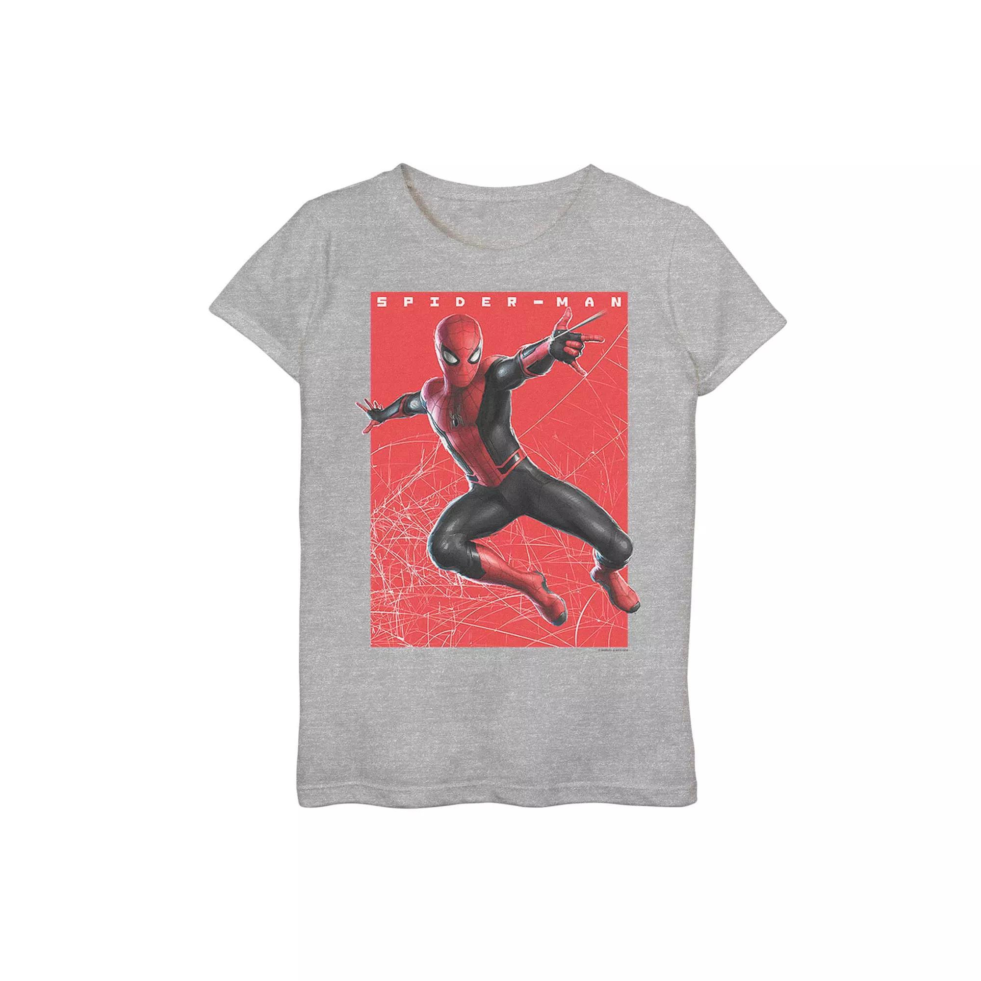 Girls 7-16 Marvel Spider-Man Far From Home Webbed Swing Poster Tee, Girls Athletic Grey Product Image