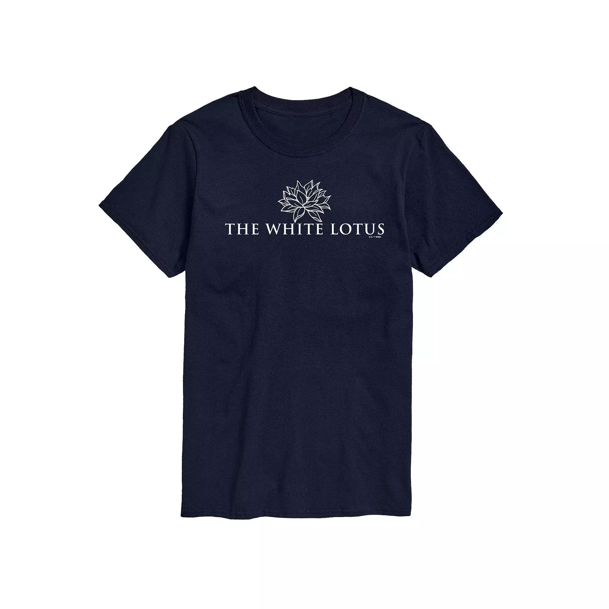 Mens White Lotus Logo Graphic Tee Grey Blue Product Image