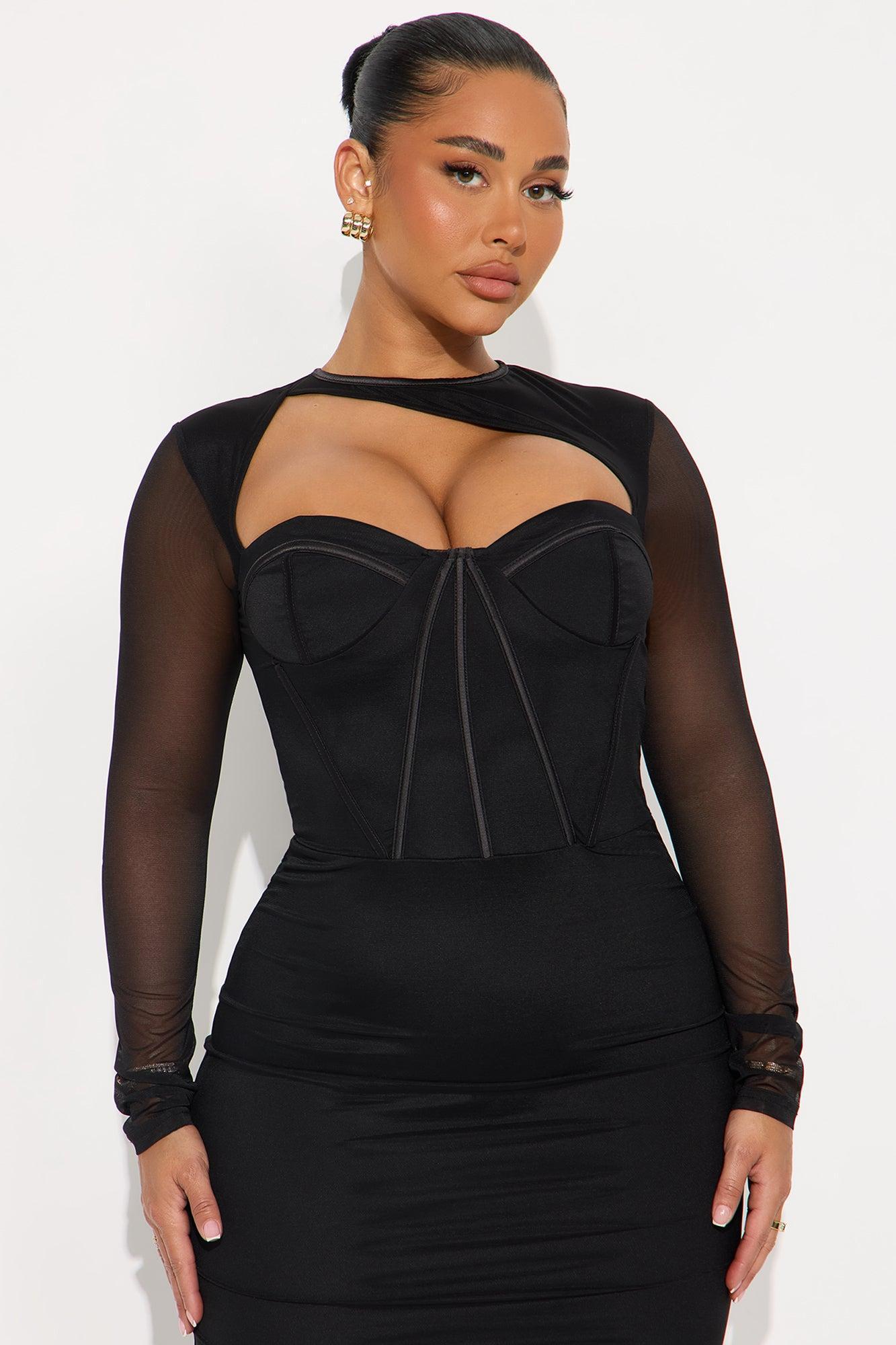 Cocktail Hour Corset Midi Dress - Black Product Image