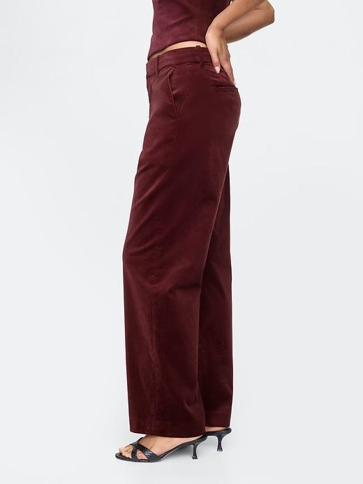 High Rise Velvet Straight Pants Product Image