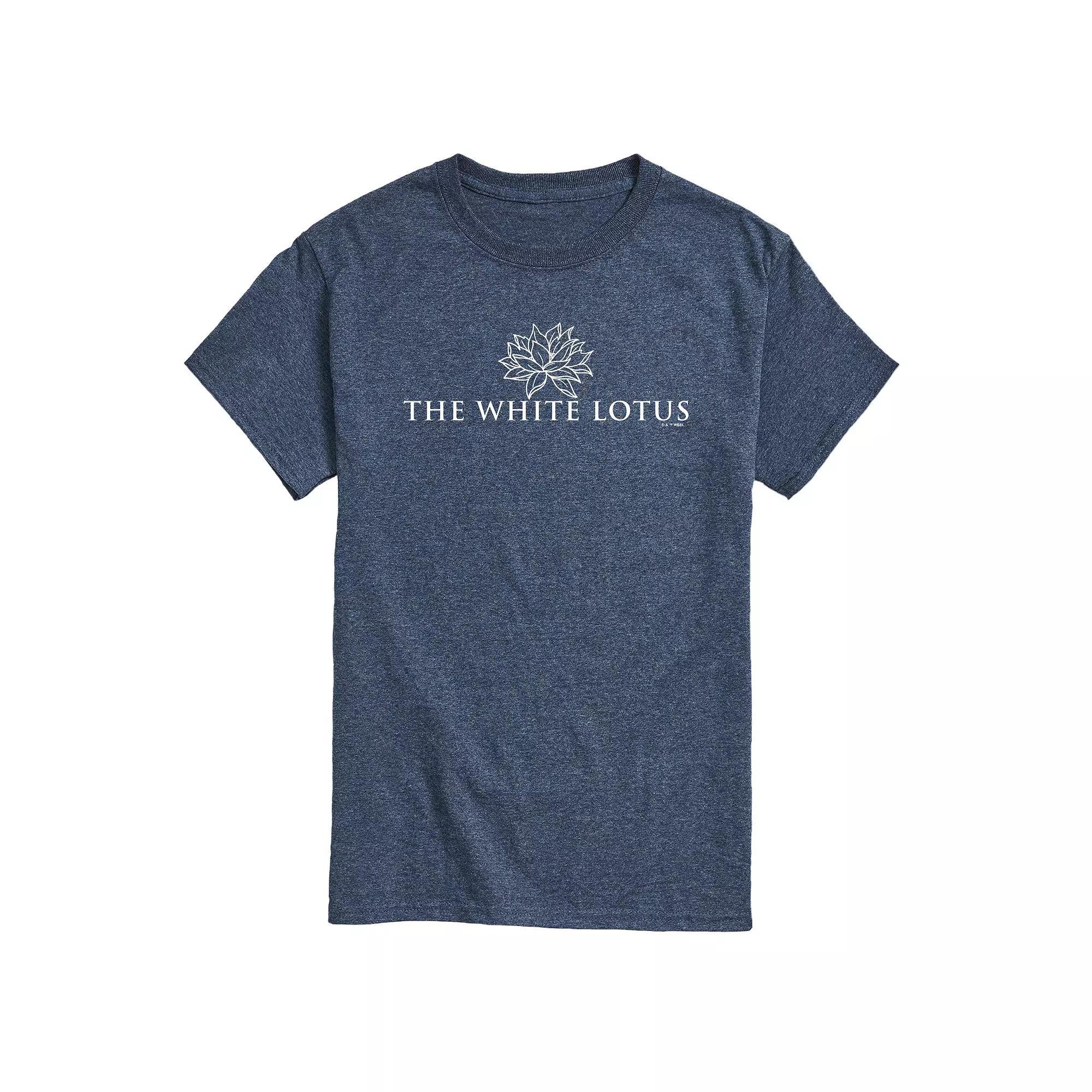 Mens White Lotus Logo Graphic Tee Grey Blue Product Image