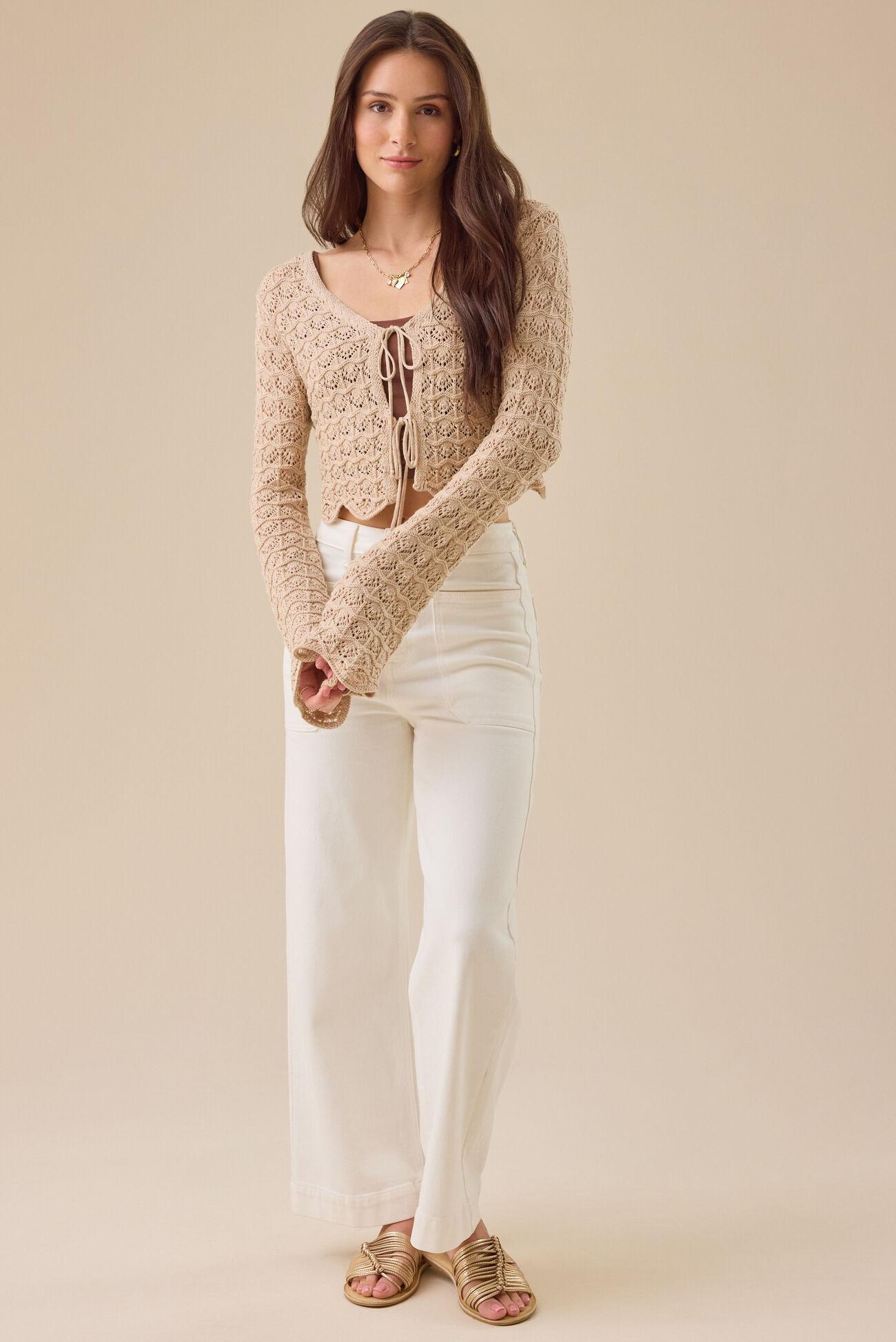 Lacey Crochet Tie Front Shrug Product Image