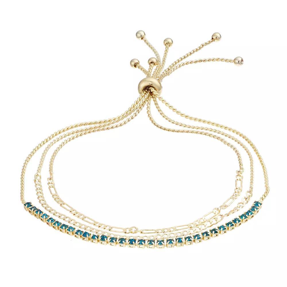 City Luxe Crystal Simulated Birthstone Multi-Strand Adjustable Chain Bracelet, Women's, Gold Tone September Product Image