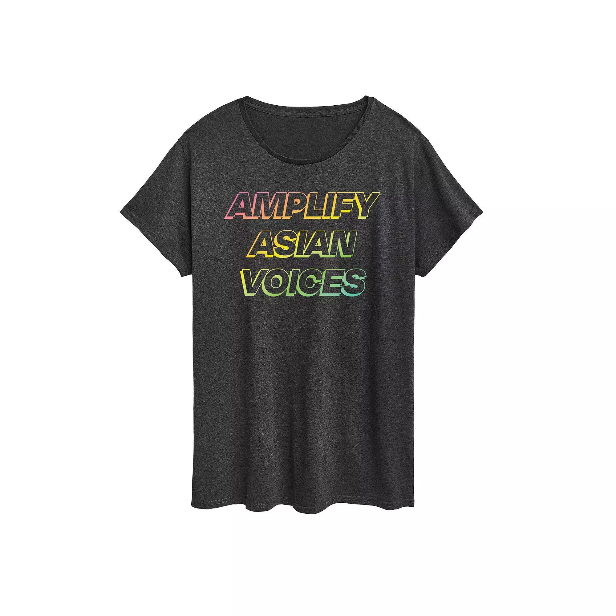 Plus Amplify Asian Voices Graphic Tee, Womens Heather Grey Product Image