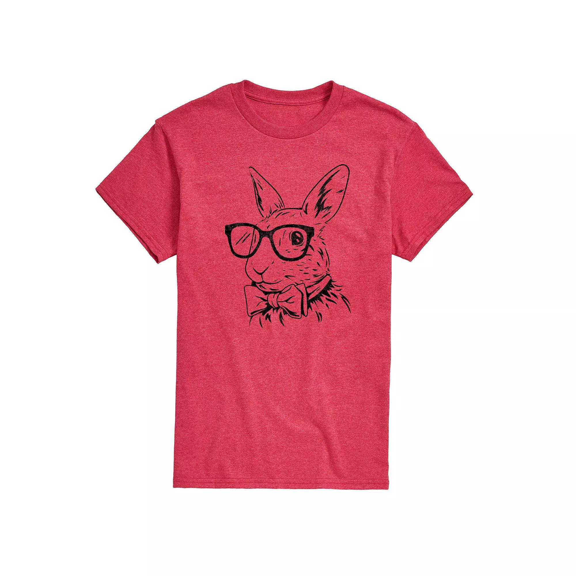 Men's Bunny Bow Tie Graphic Tee, Size: Medium, Grey Gray Product Image