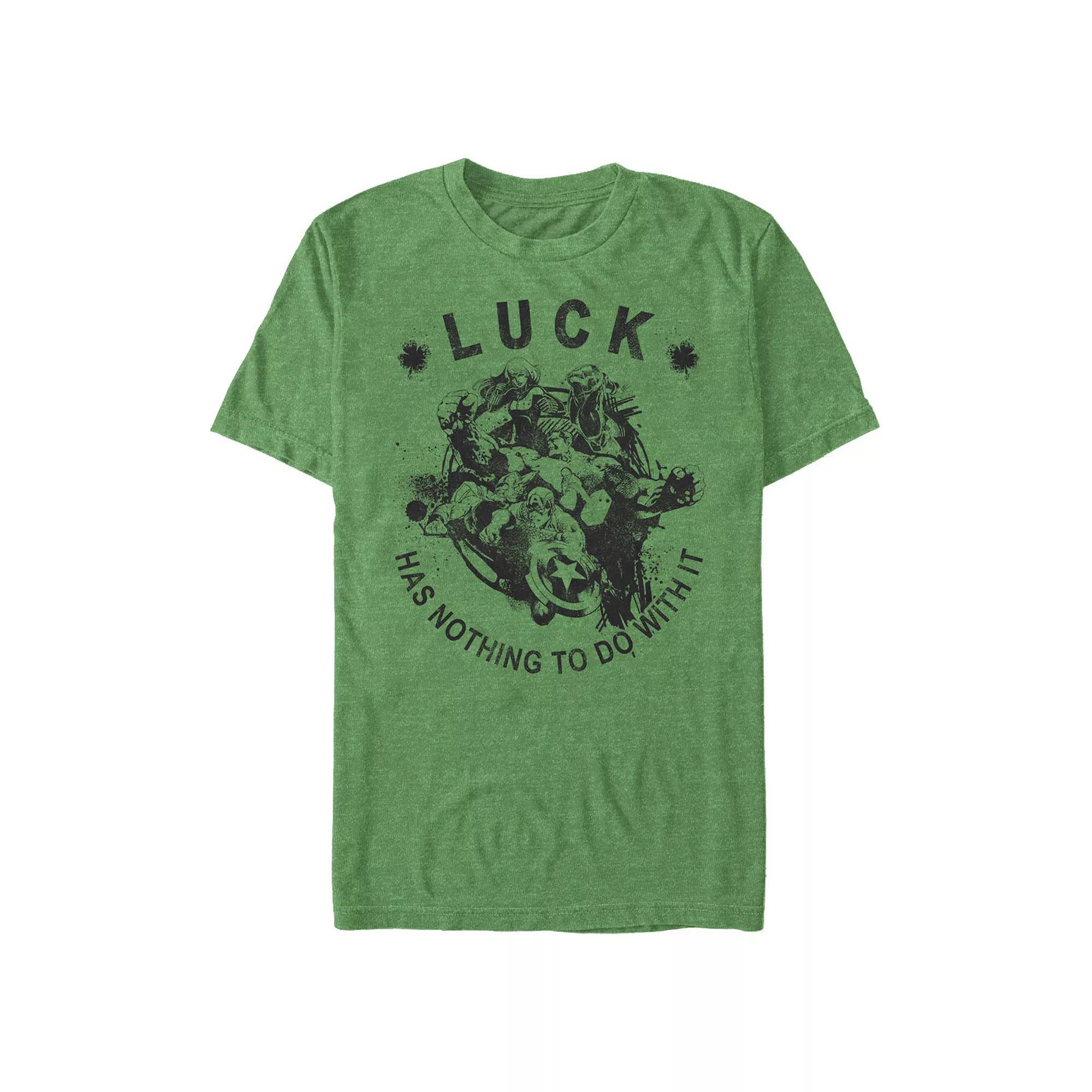 Big & Tall Marvel Luck Has Nothing To Do With It Graphic Tee, Men's, Size: 4XL Tall, Kelly Grey Product Image