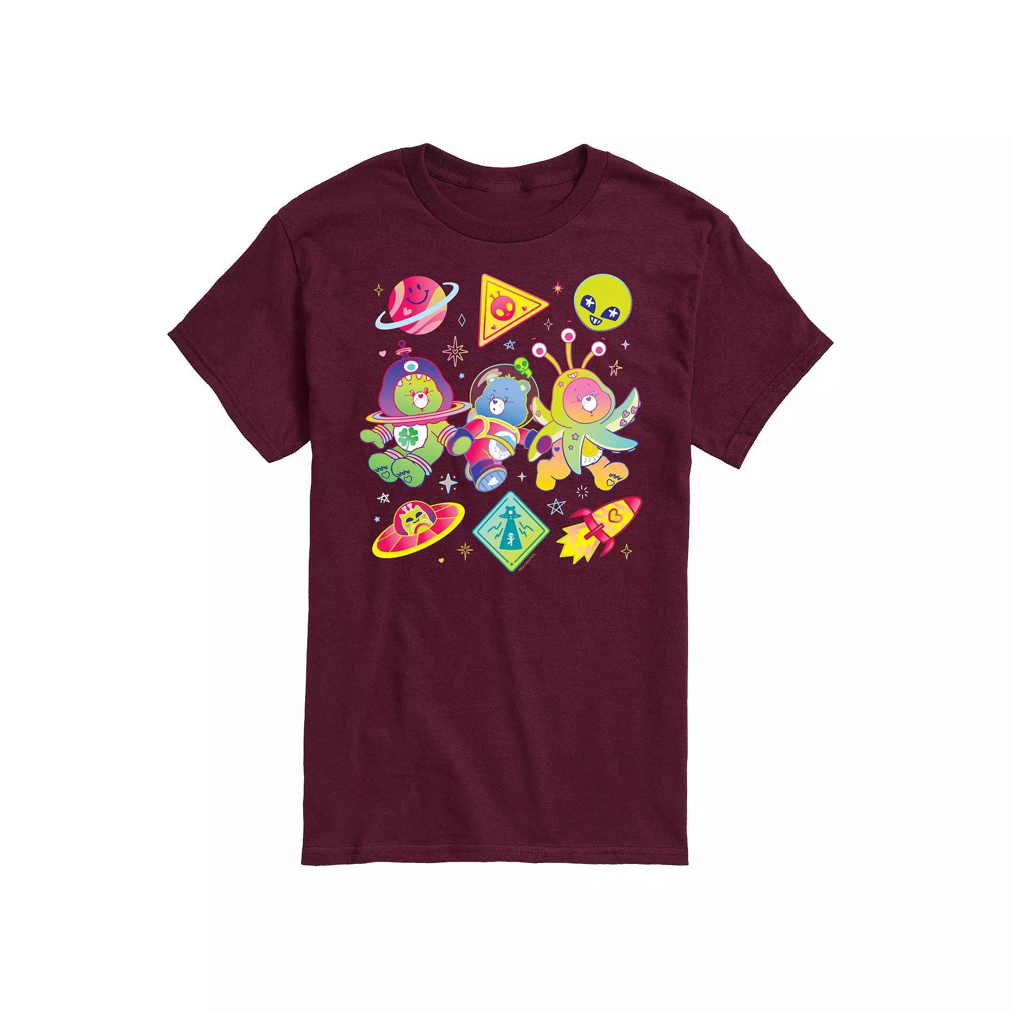 Mens Care Bears Space Grid Graphic Tee Blue Product Image