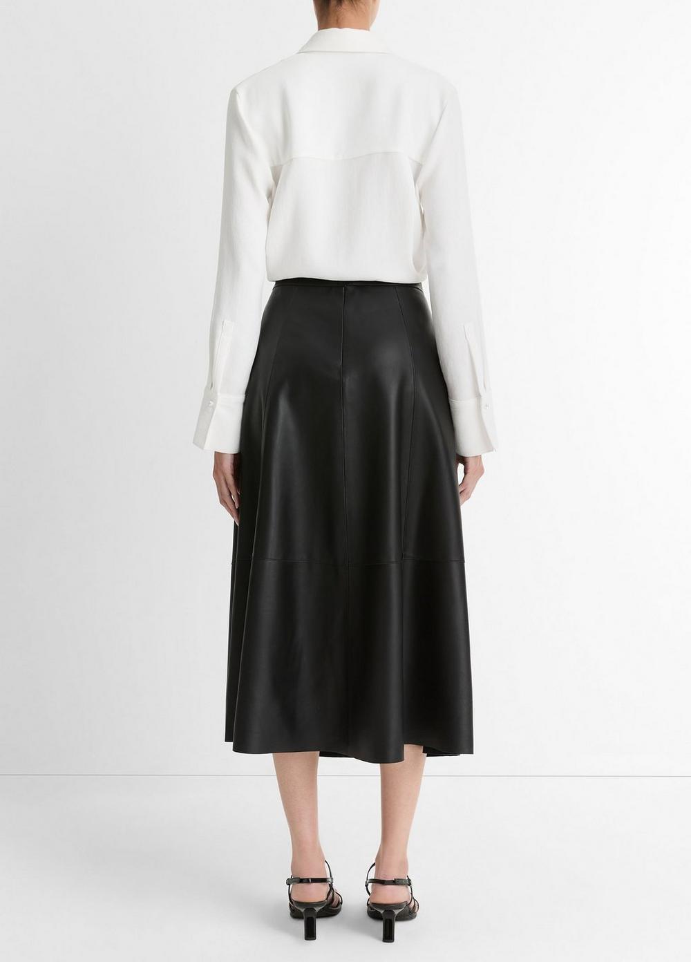 Womens Mid-Rise Flared Leather Skirt, Black, Size 6 Vince Product Image