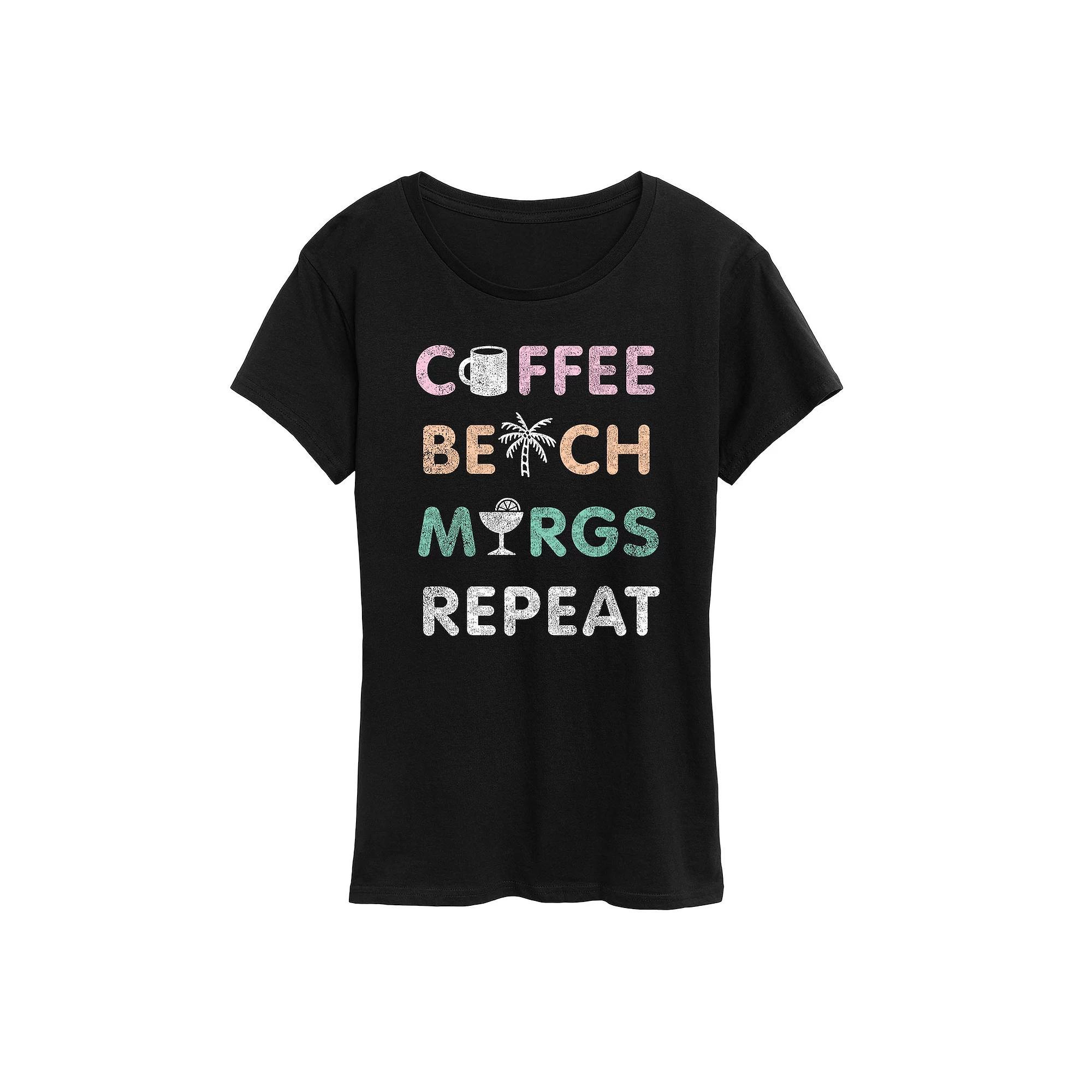 Womens Coffee Beach Repeat Graphic Tee Product Image
