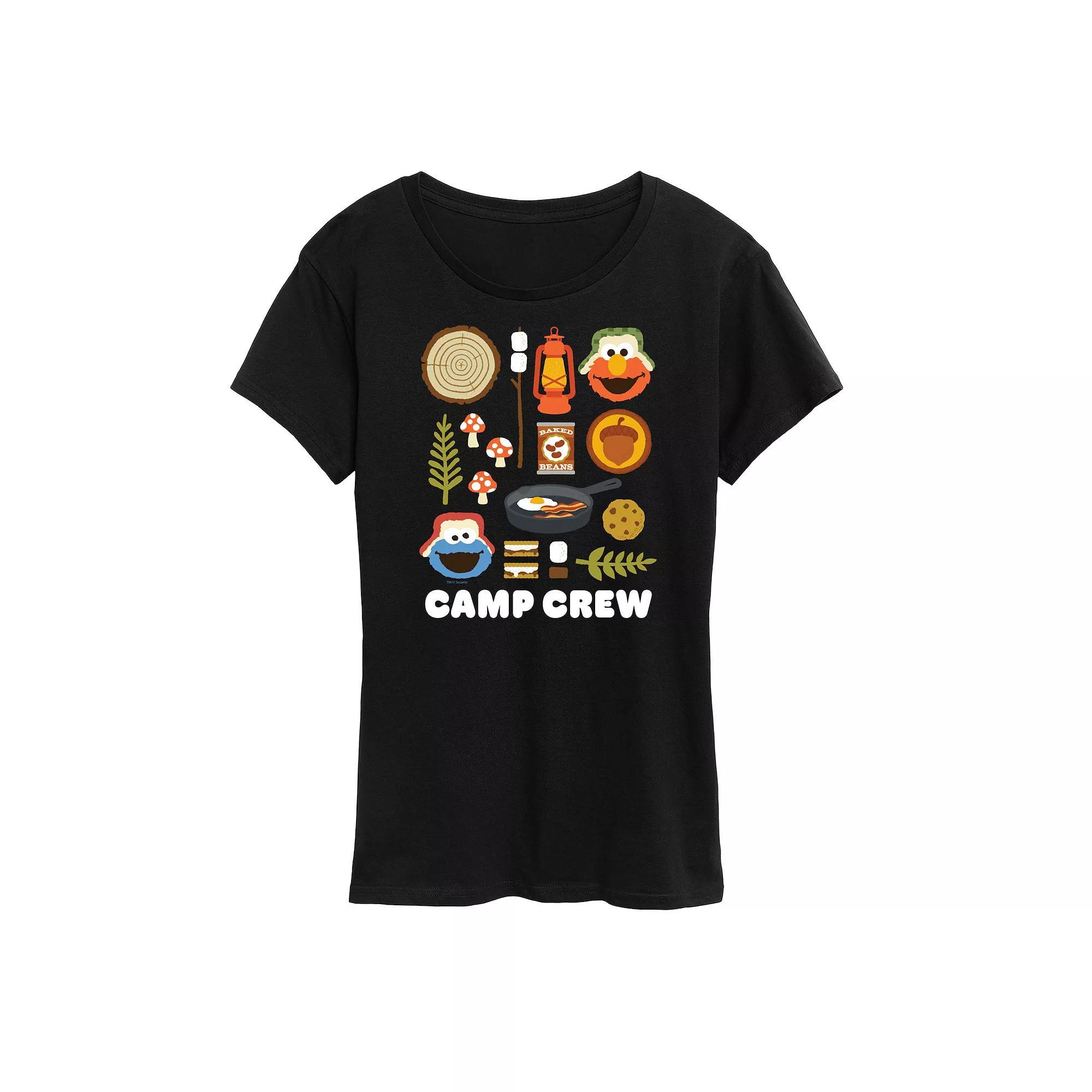 Womens Sesame Street Camp Crew Graphic Tee Blue Product Image