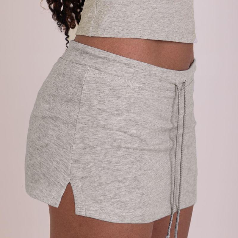 Low Rise Drawstring Plain Mini Pencil Skirt Product Image