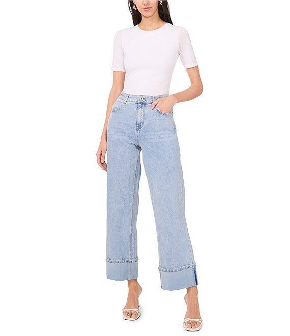 1. STATE Mid Rise Wide Leg Roll Cuff Denim Jeans Product Image