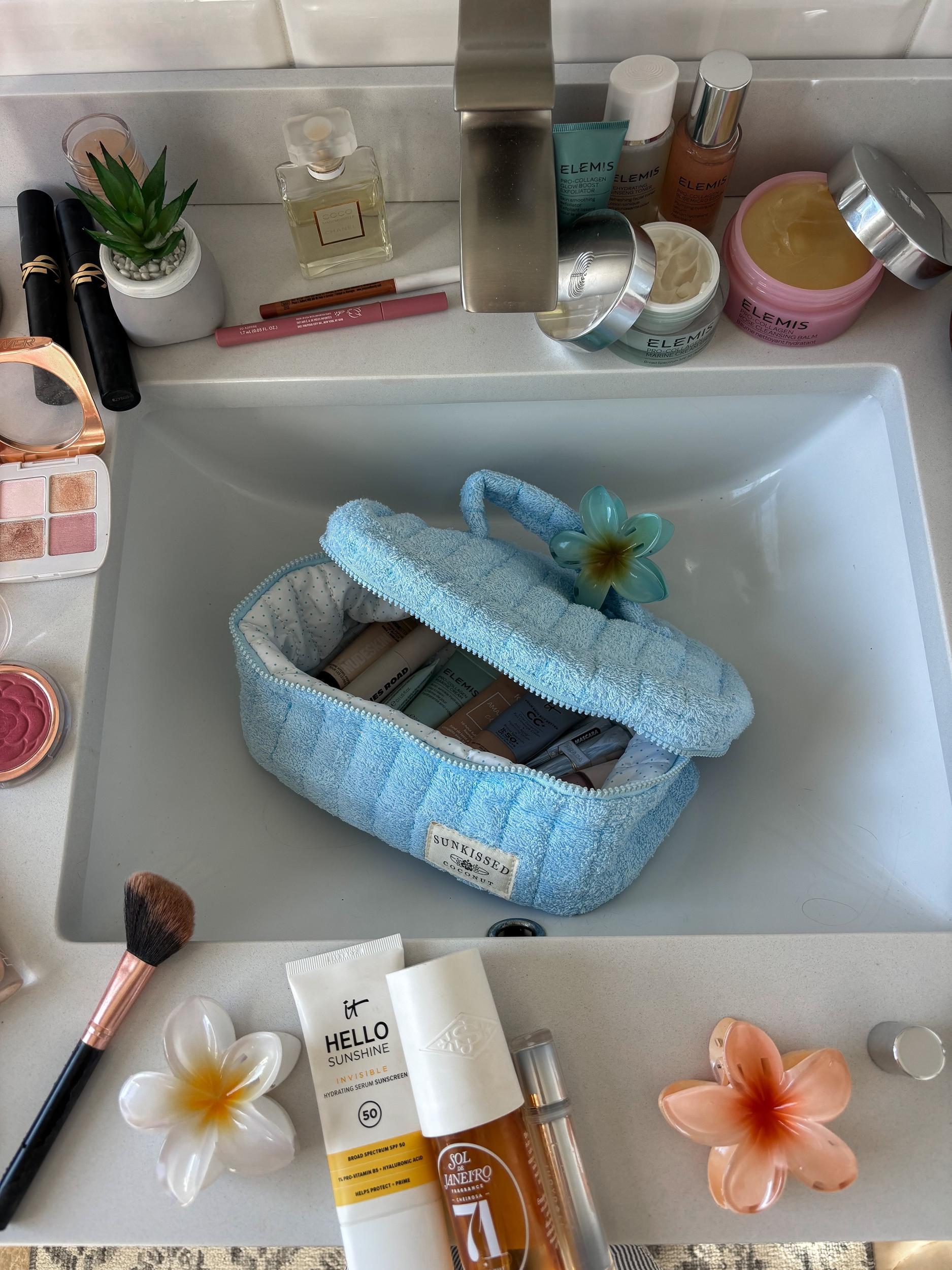 Blue Polka Dot Handmade Makeup Bag Girls Product Image