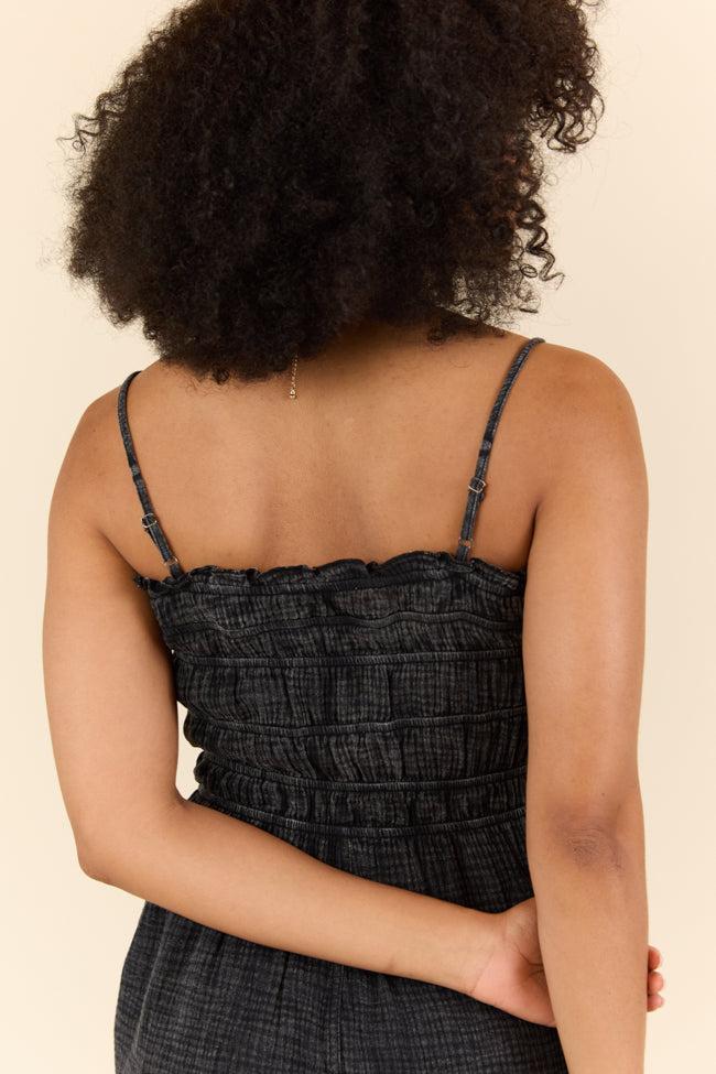 Make The Time Black Gauze Smocked Romper SALE Product Image
