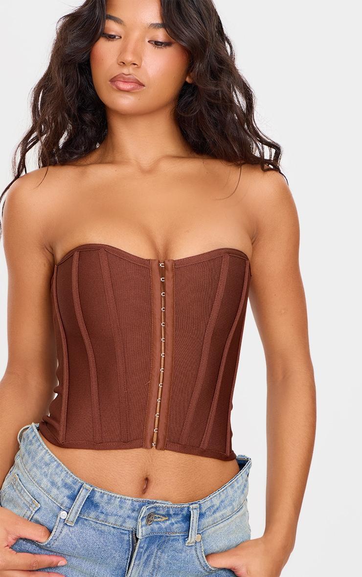 Chocolate Bandage Hook And Eye Structured Corset Product Image