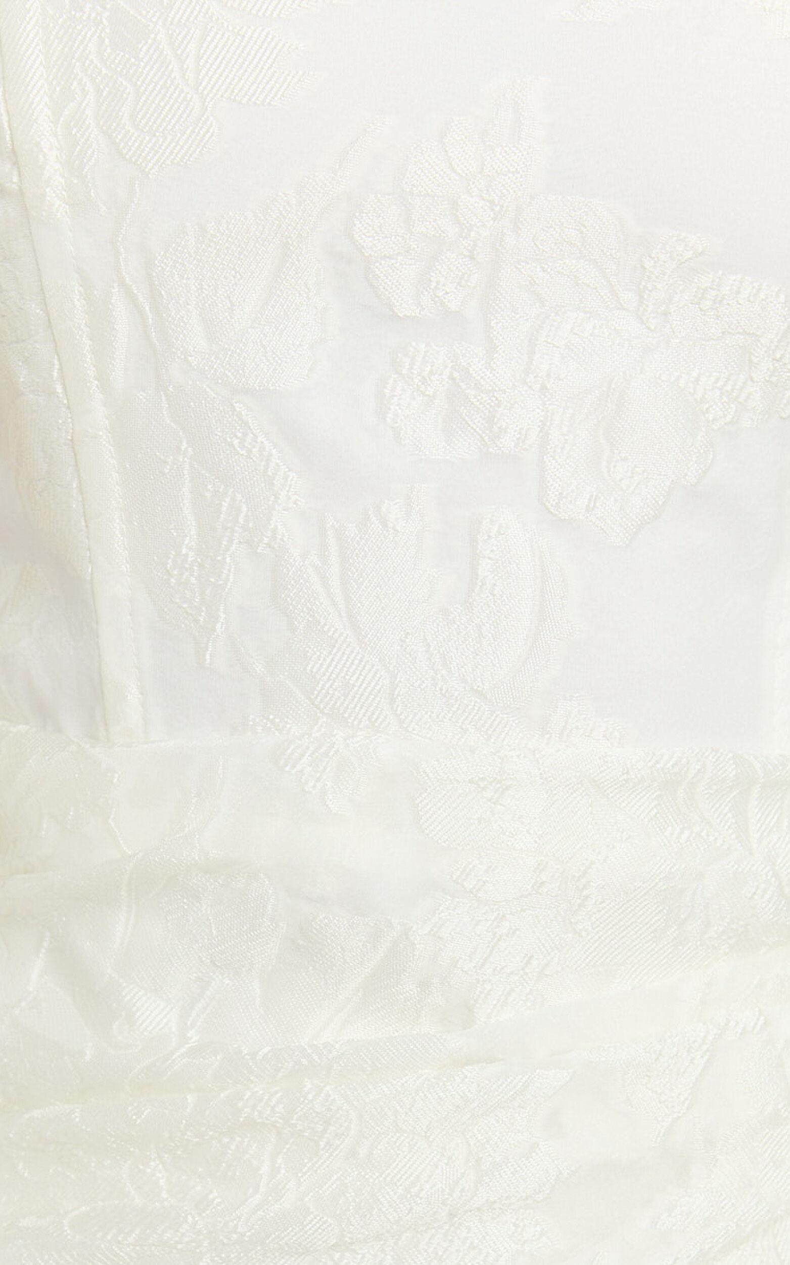 Laine Mini Dress - Jacquard Draped Dress in White Product Image