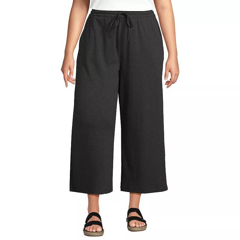 Plus Size Lands' End Sport Knit Wide-Leg Crop Pants, Women's, Size: 3XL, White Product Image