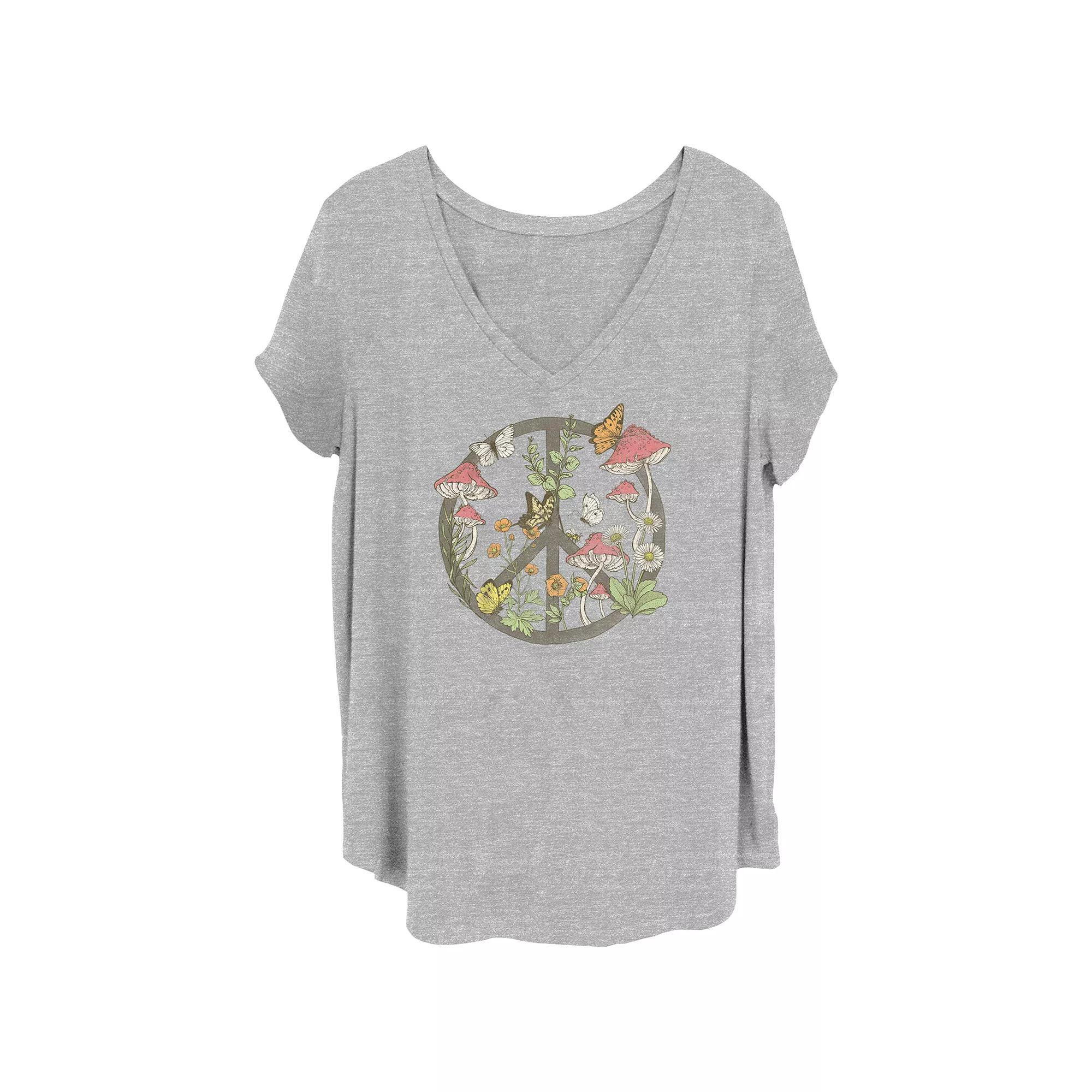 Juniors' Plus Cats Jumble V-Neck Graphic Tee, Women's, Size: 2XL, Grey Gray Product Image