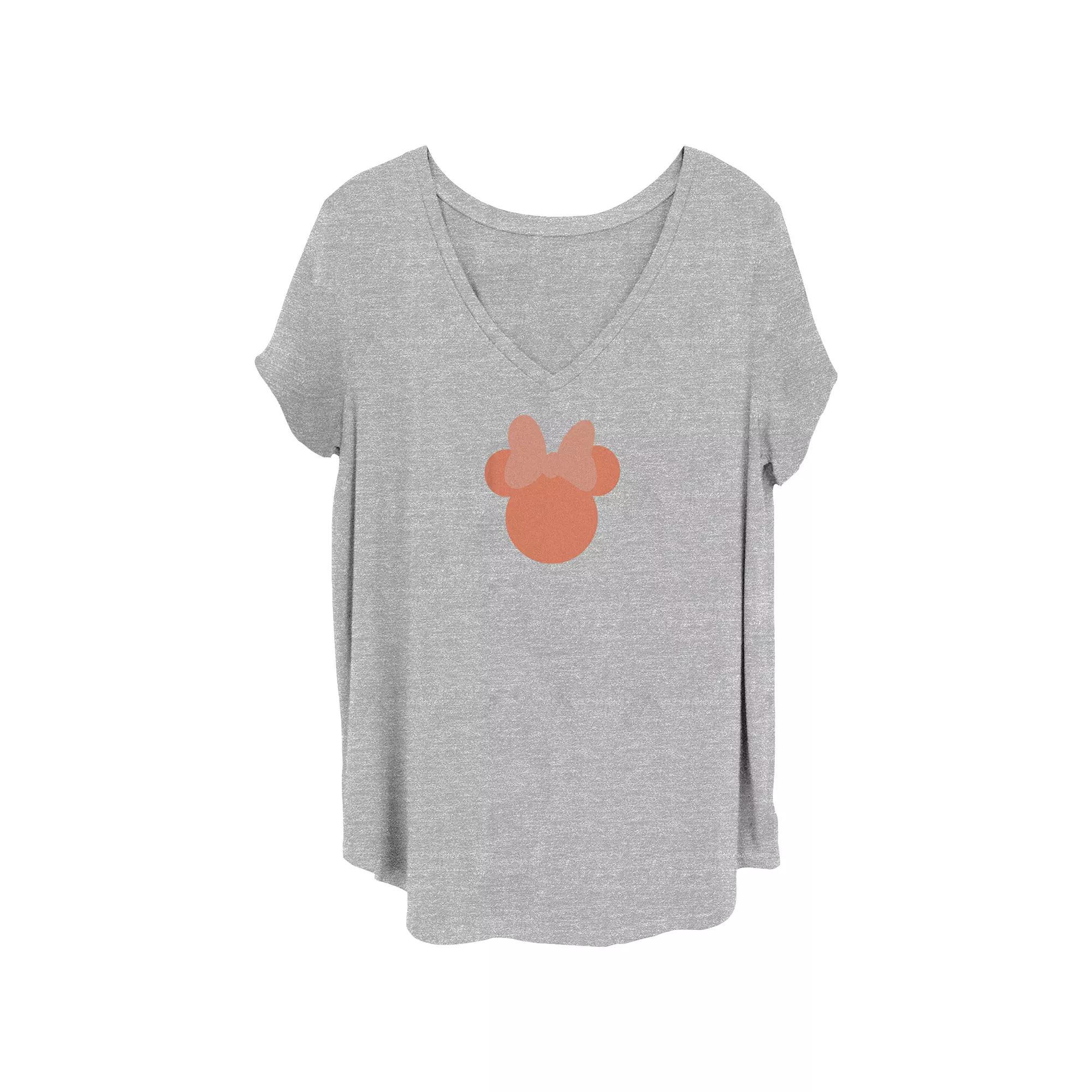 Disney's Minnie Mouse Cute Head Juniors' Plus Graphic Tee, Women's, Size: 1XL, Grey Gray Product Image