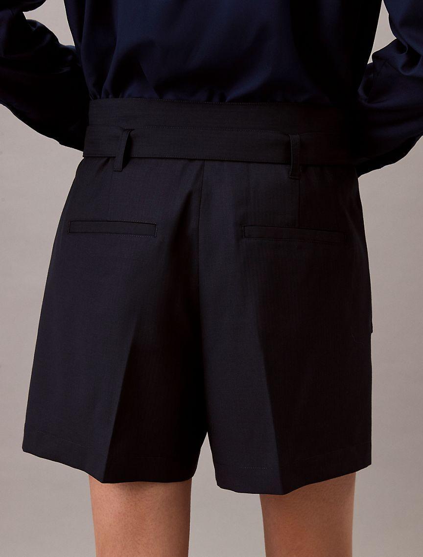 Wool Blend Herringbone Utility Shorts  Product Image