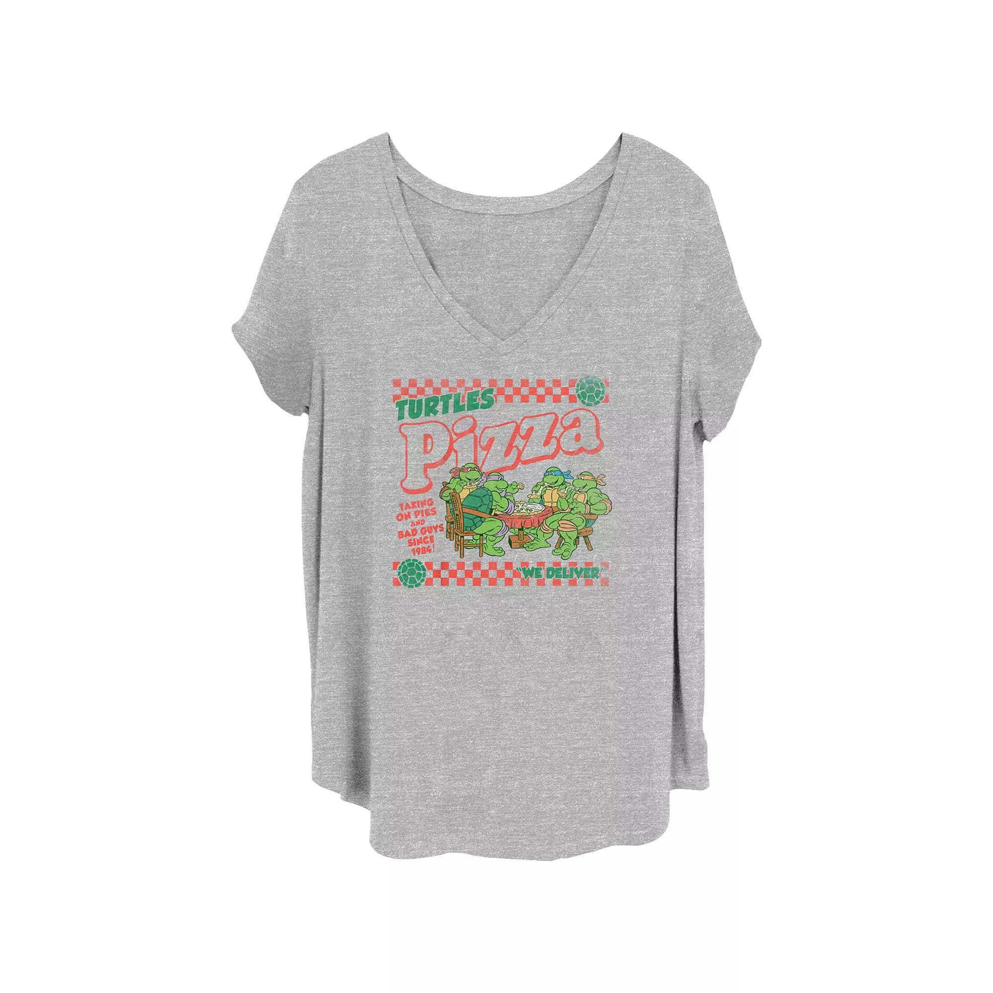 Juniors' Plus Size Teenage Mutant Ninja Turtles Pizza Place Graphic Tee, Women's, Size: 4XL, Grey Gray Product Image