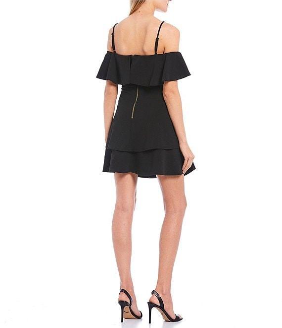 B. Darlin Off-The-Shoulder Popover Double Hem Skater Dress Product Image