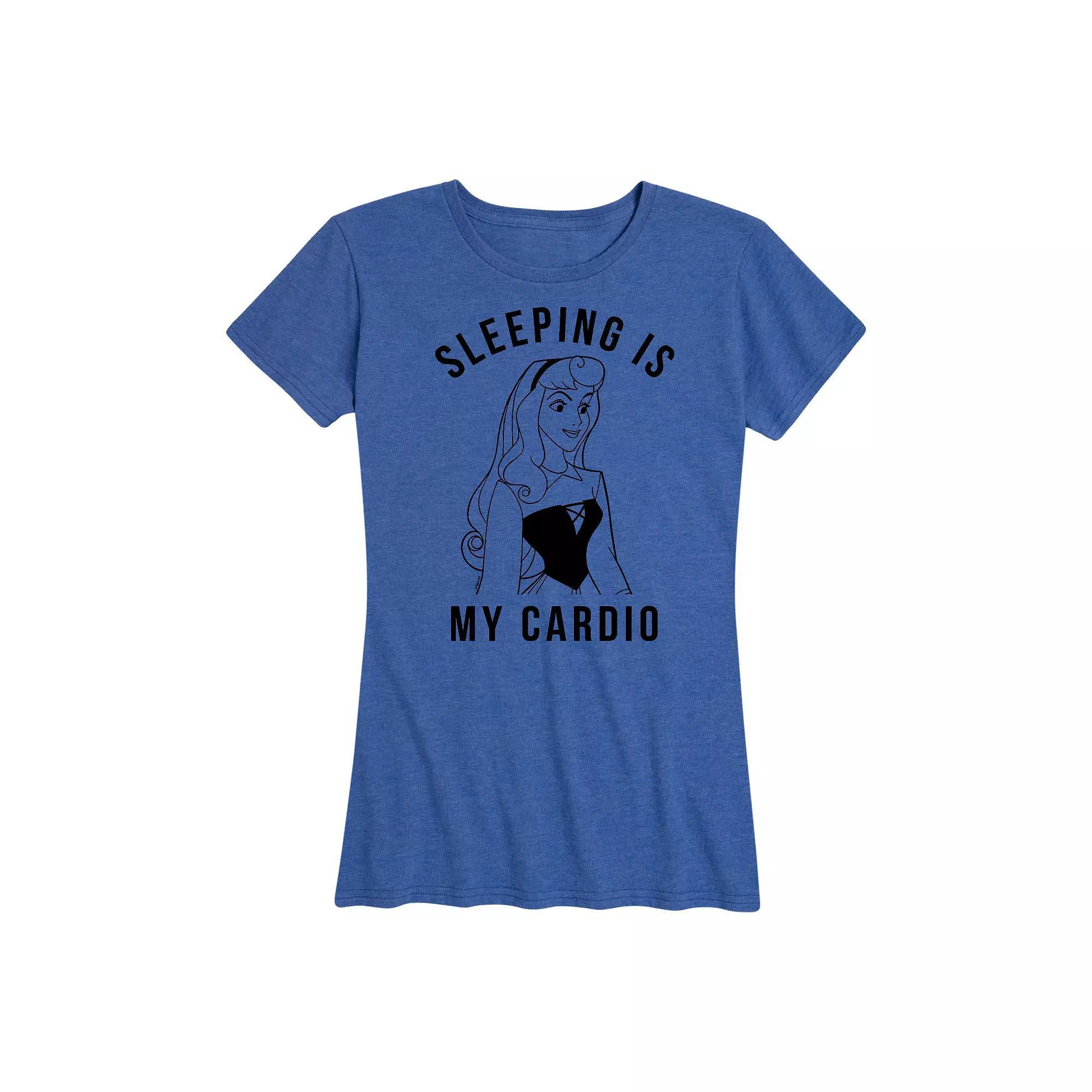 Disney Princess Aurora Womens Sleeping Is My Cardio Graphic Tee, Girls Grey Gray Product Image