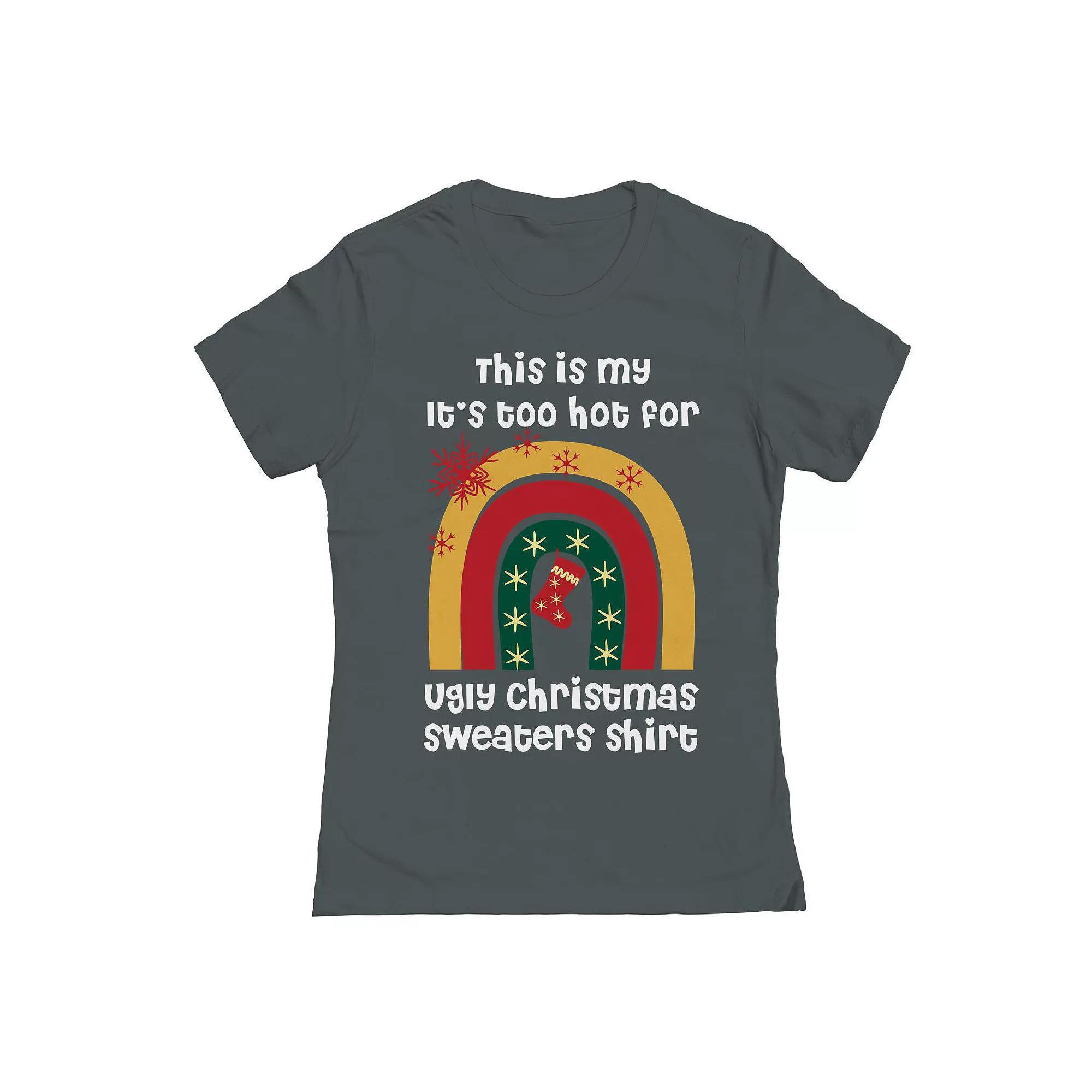Junior's Ugly Christmas Sweater Graphic Tee, Women's, Size: Small, Heavy Grey Product Image