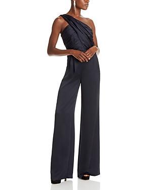 Womens Myra Asymmetric Pleated Satin Jumpsuit Product Image