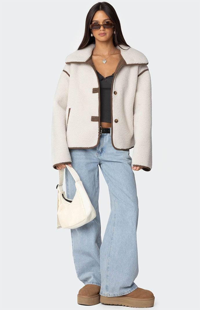 Edikted Women's Frost Oversized Faux Shearling Jacket Product Image