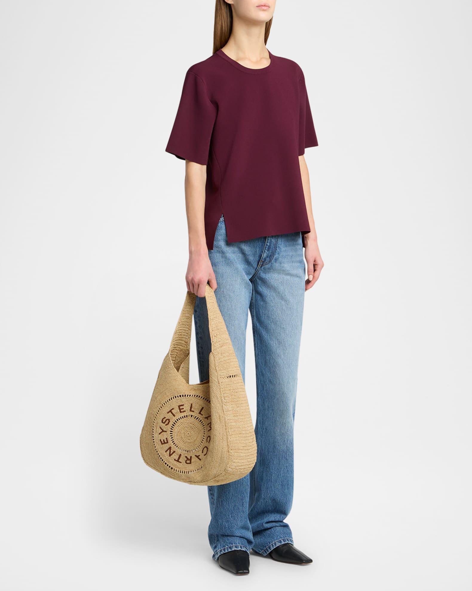 Small Logo Crochet Raffia Hobo Bag Product Image