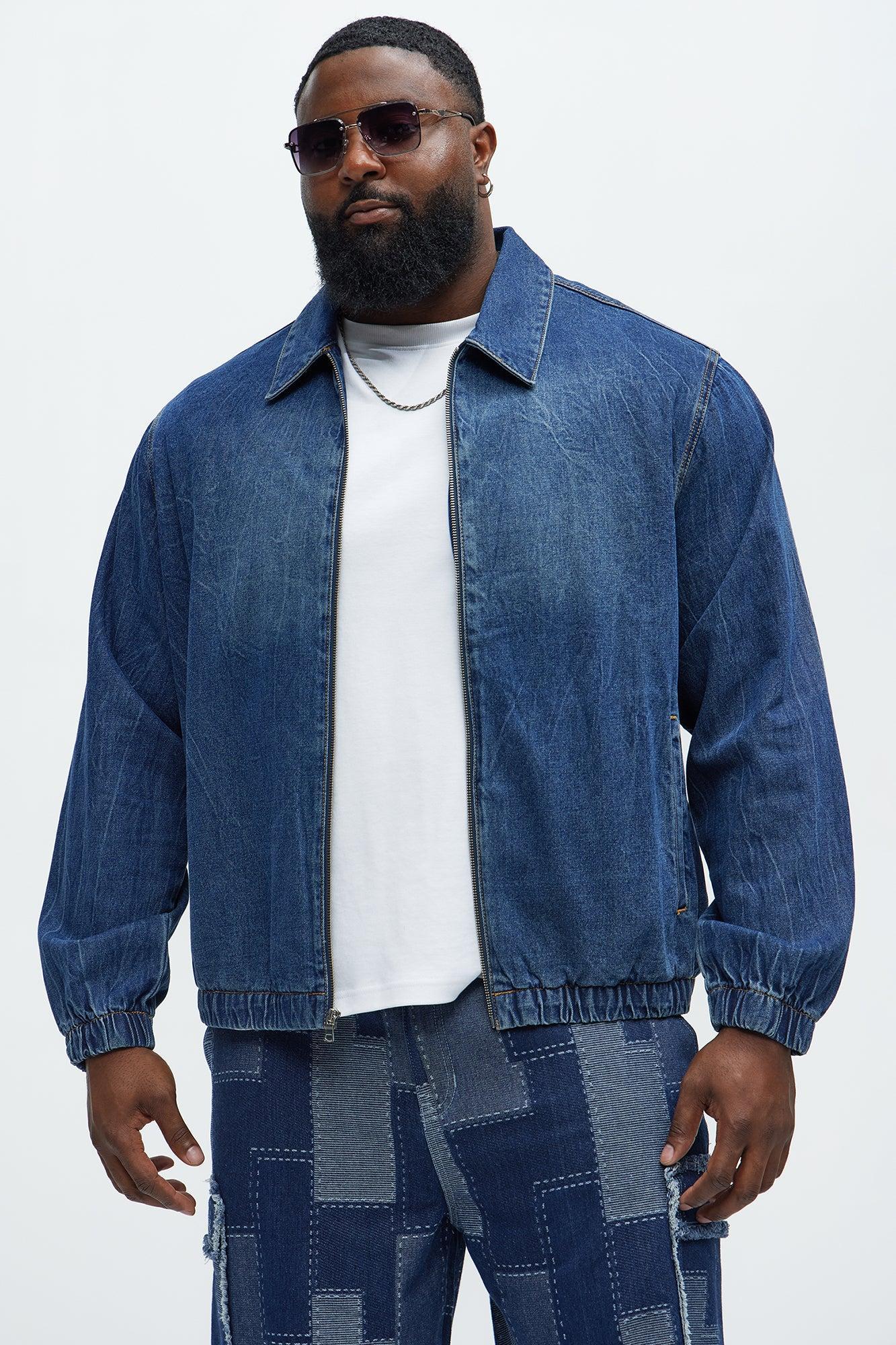 Elastic Waist Vintage Style Denim Jacket - Dark Wash Product Image